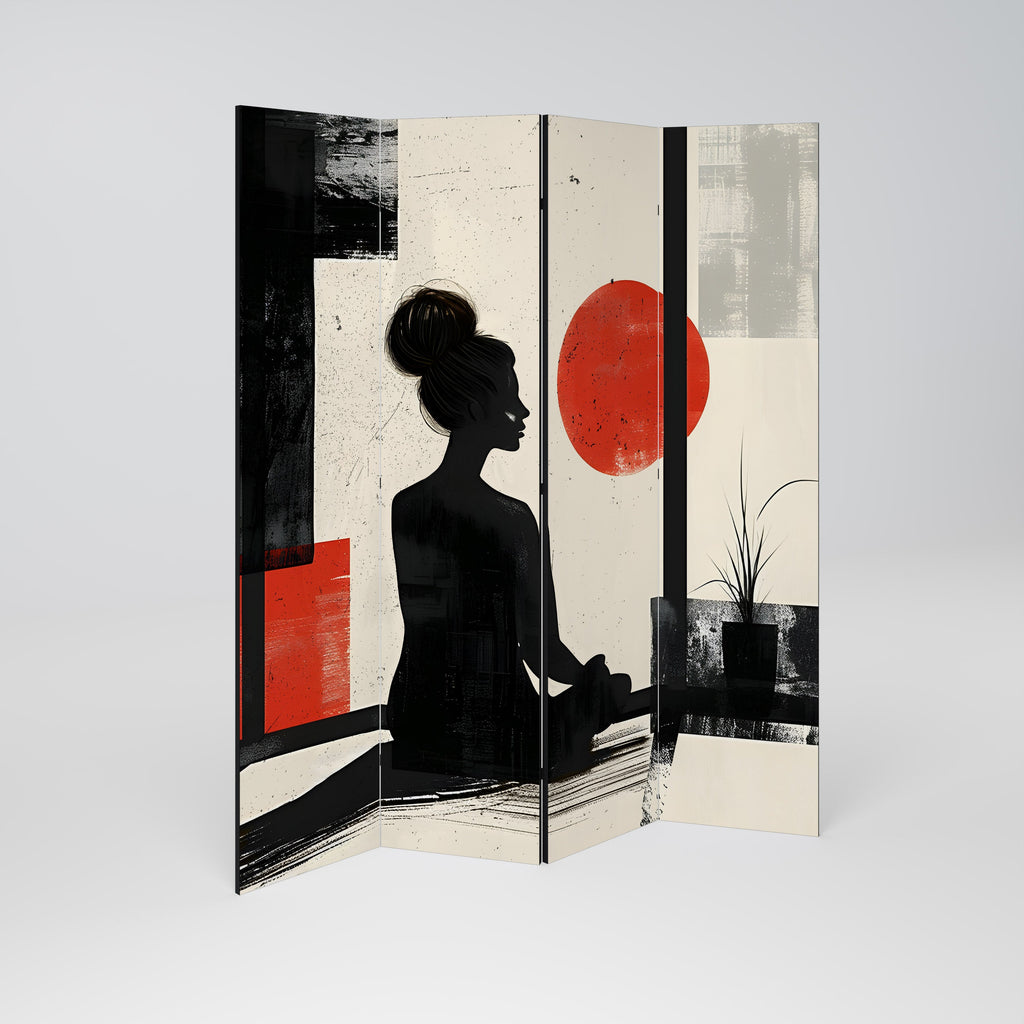 RED SUNSATION Decorative 4-Panel Room Divider