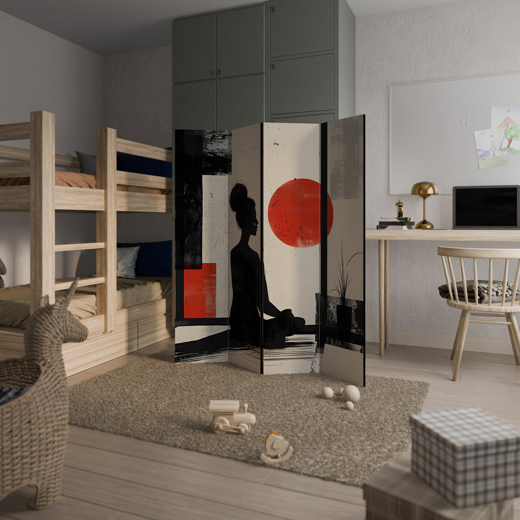 RED SUNSATION Decorative 4-Panel Room Divider