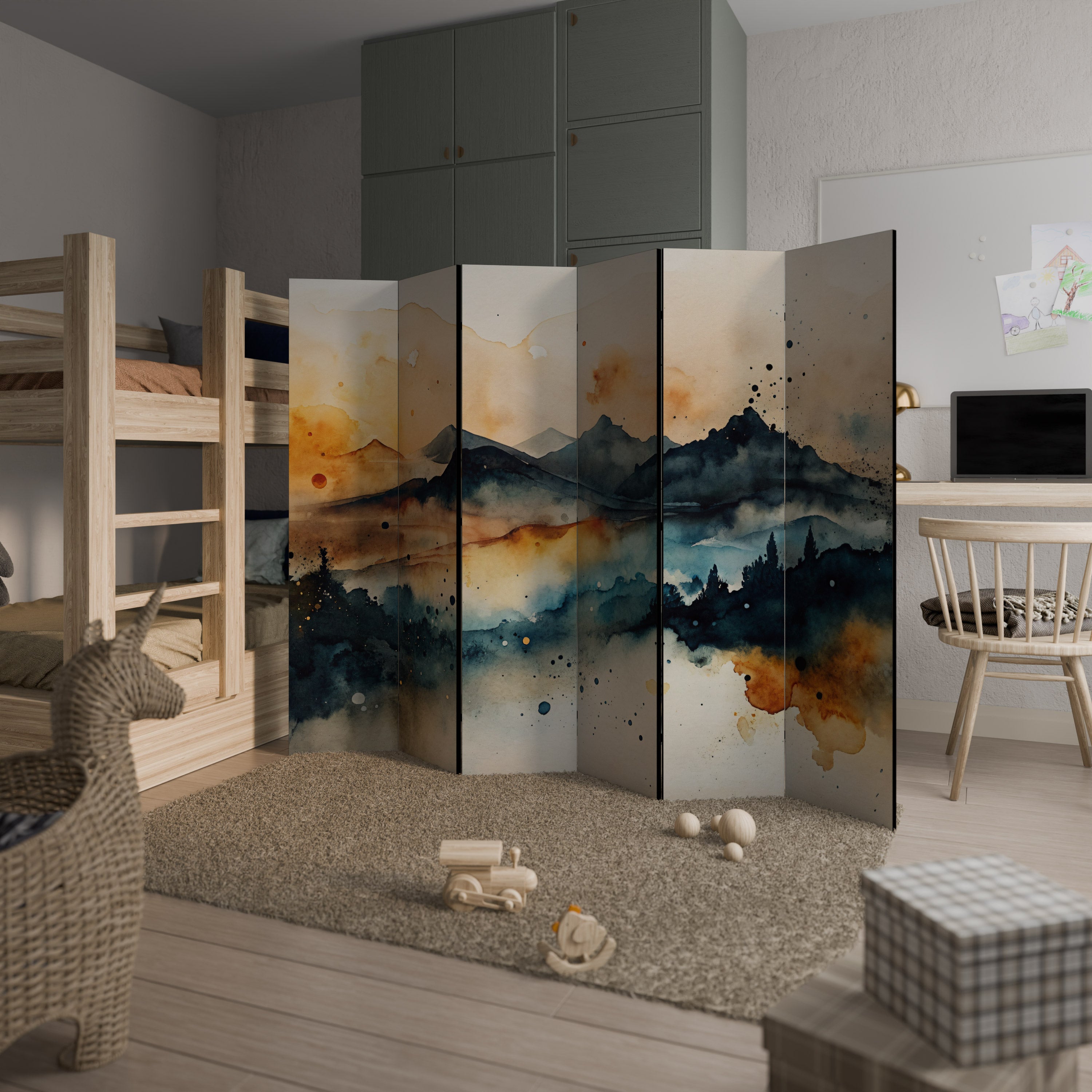 OMINOUS MOUNTAINS 6-Panel Room Divider