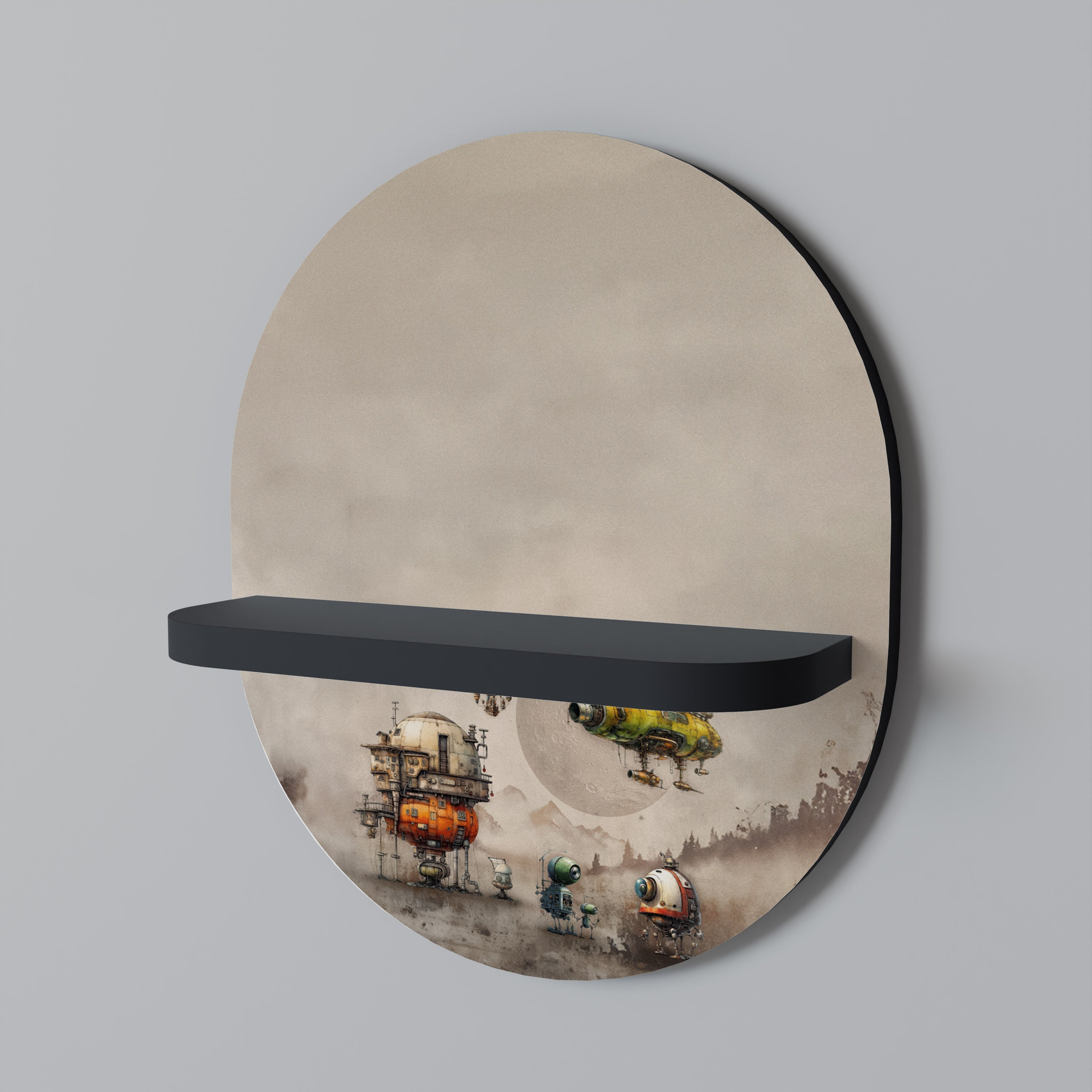 ΜΗΧΑΝΕΣ MACHINARIUM Οβάλ Ράφι Τέχνης σε Μαύρο Φινίρισμα