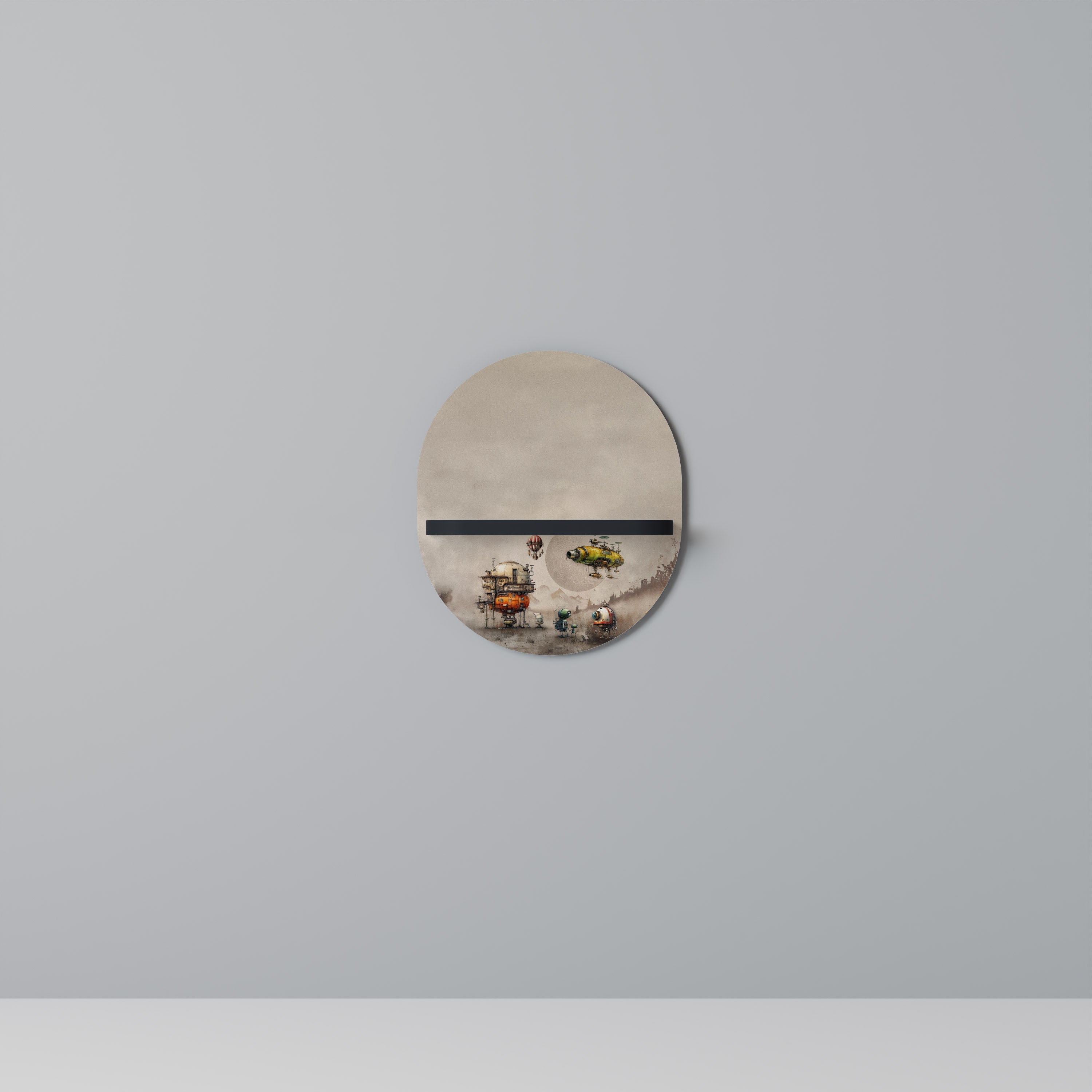ΜΗΧΑΝΕΣ MACHINARIUM Οβάλ Ράφι Τέχνης σε Μαύρο Φινίρισμα