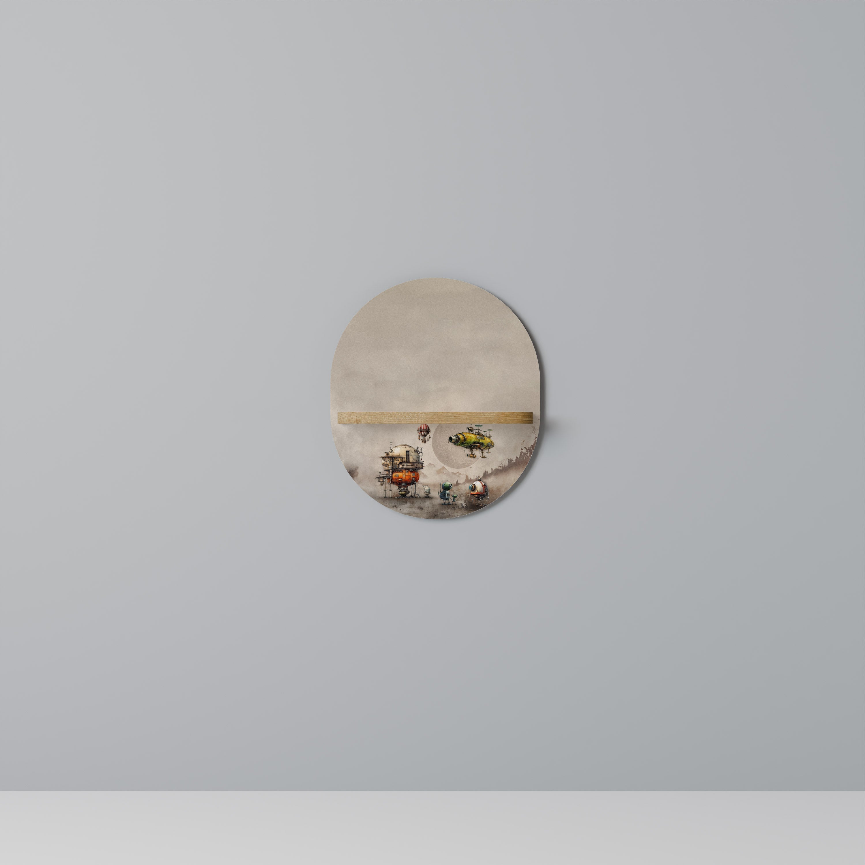 MACHINARIUM MACHINES Oval Art Shelf In Oak Effect