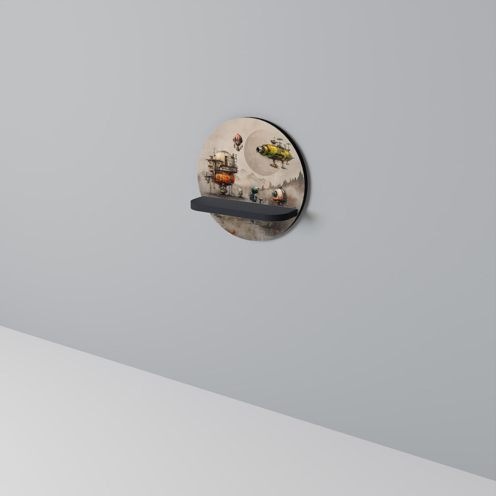 ΜΗΧΑΝΕΣ MACHINARIUM Στρογγυλό ράφι τέχνης σε μαύρο φινίρισμα