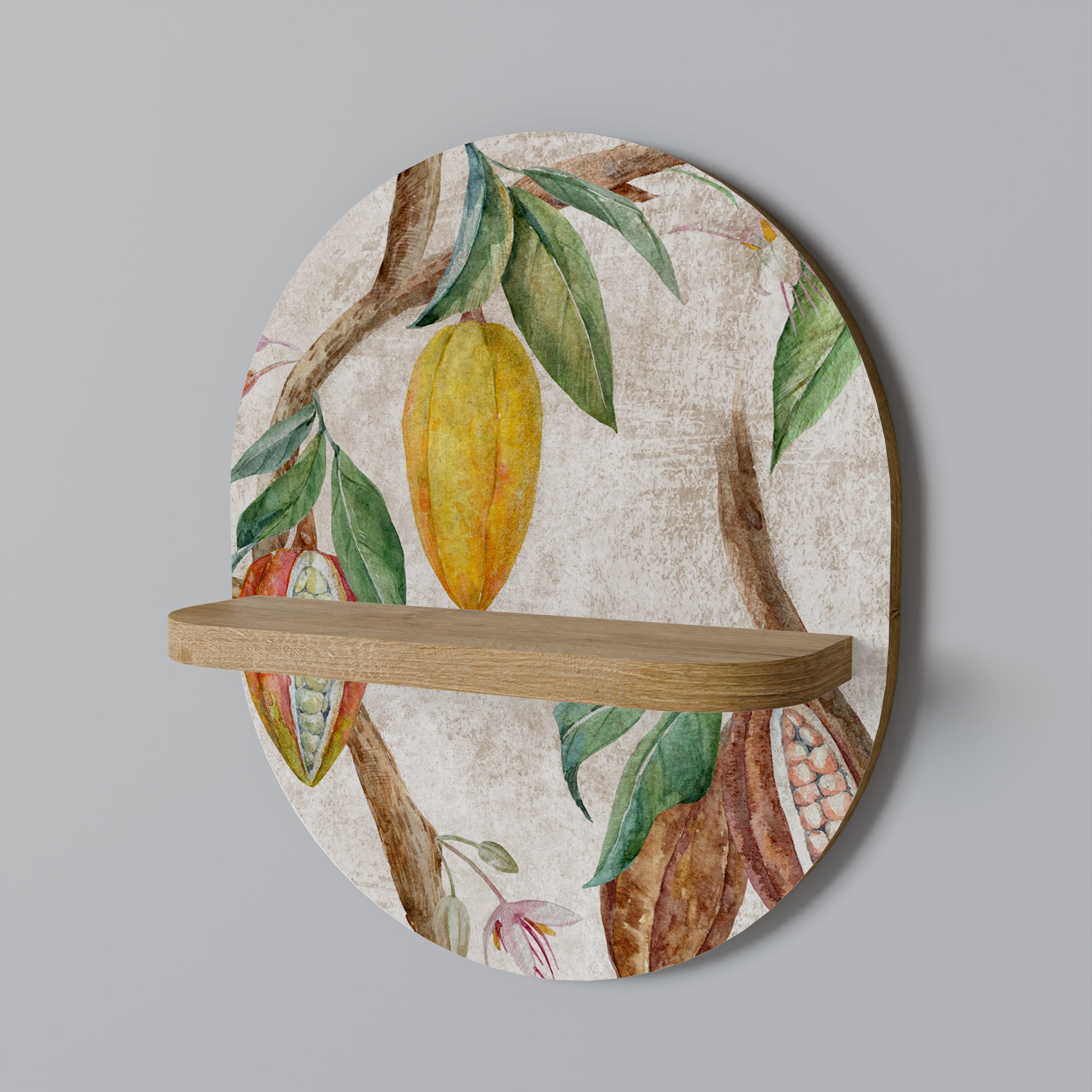 COCOA FRUITS Oval Art Shelf In Oak Effect