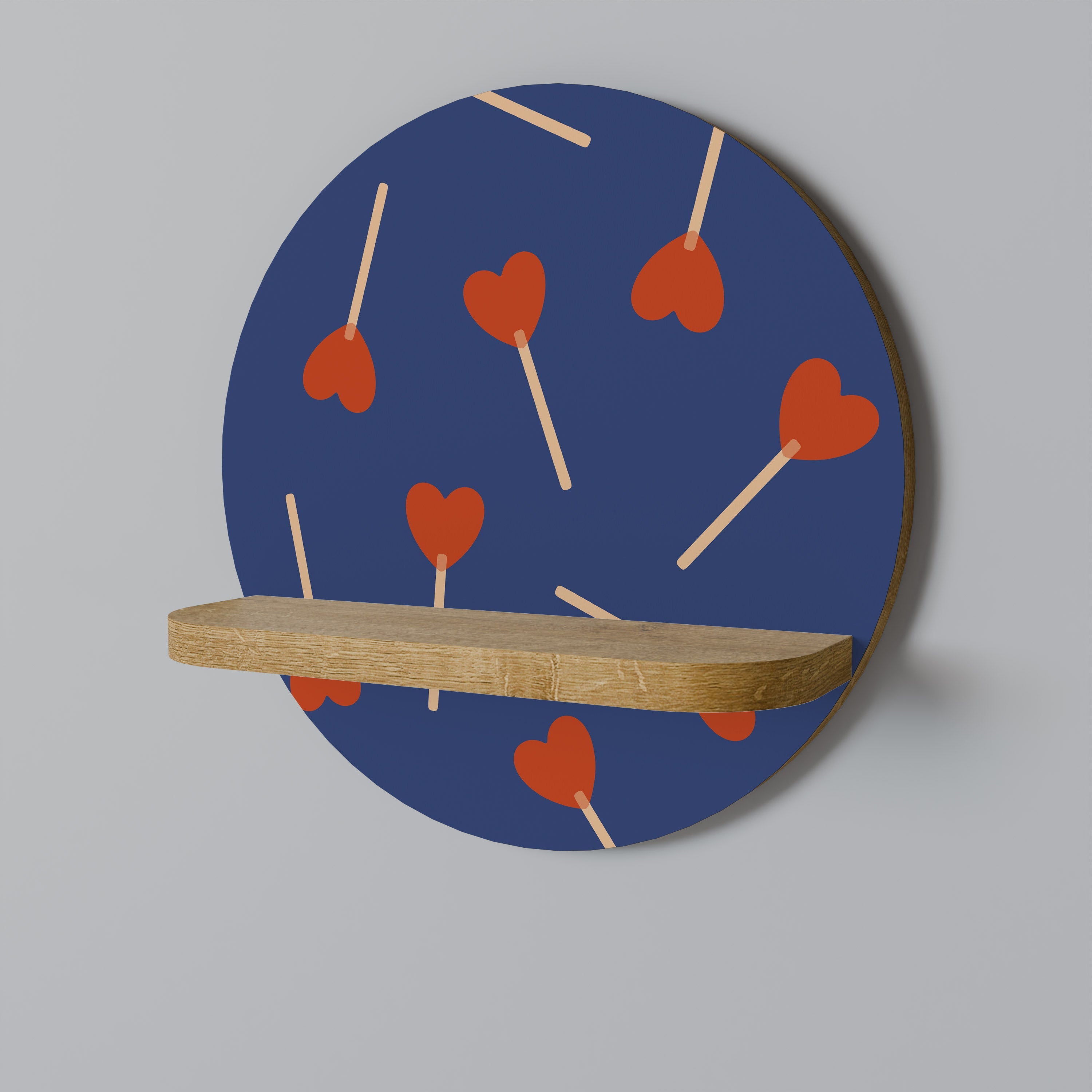 SWEET LOVE Round Art Shelf In Oak Effect