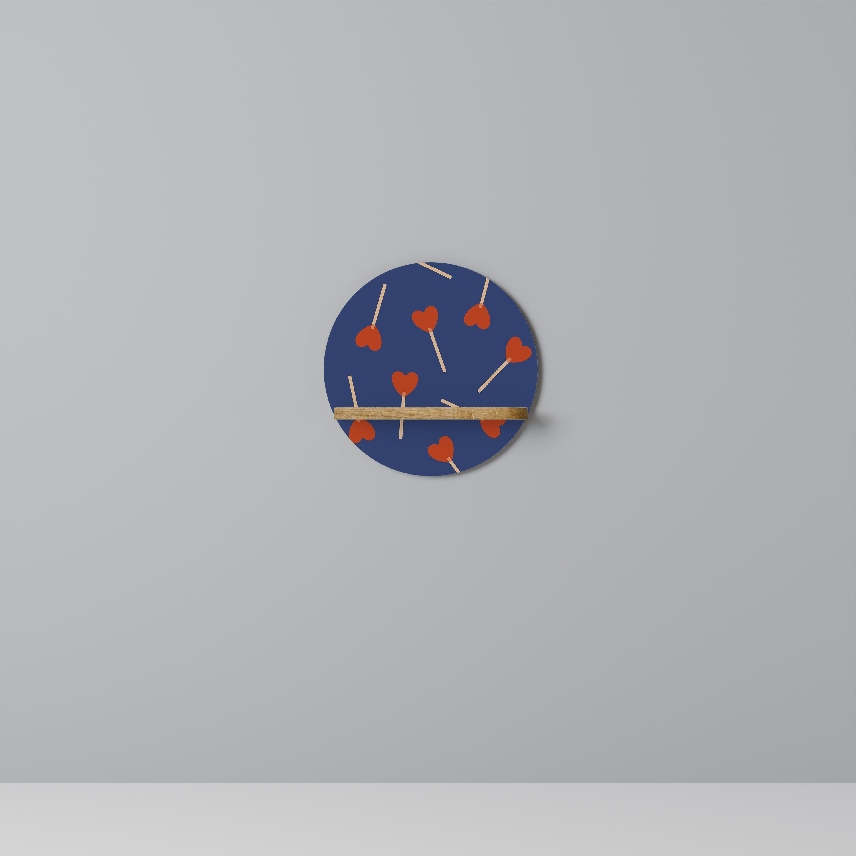 SWEET LOVE Round Art Shelf In Oak Effect