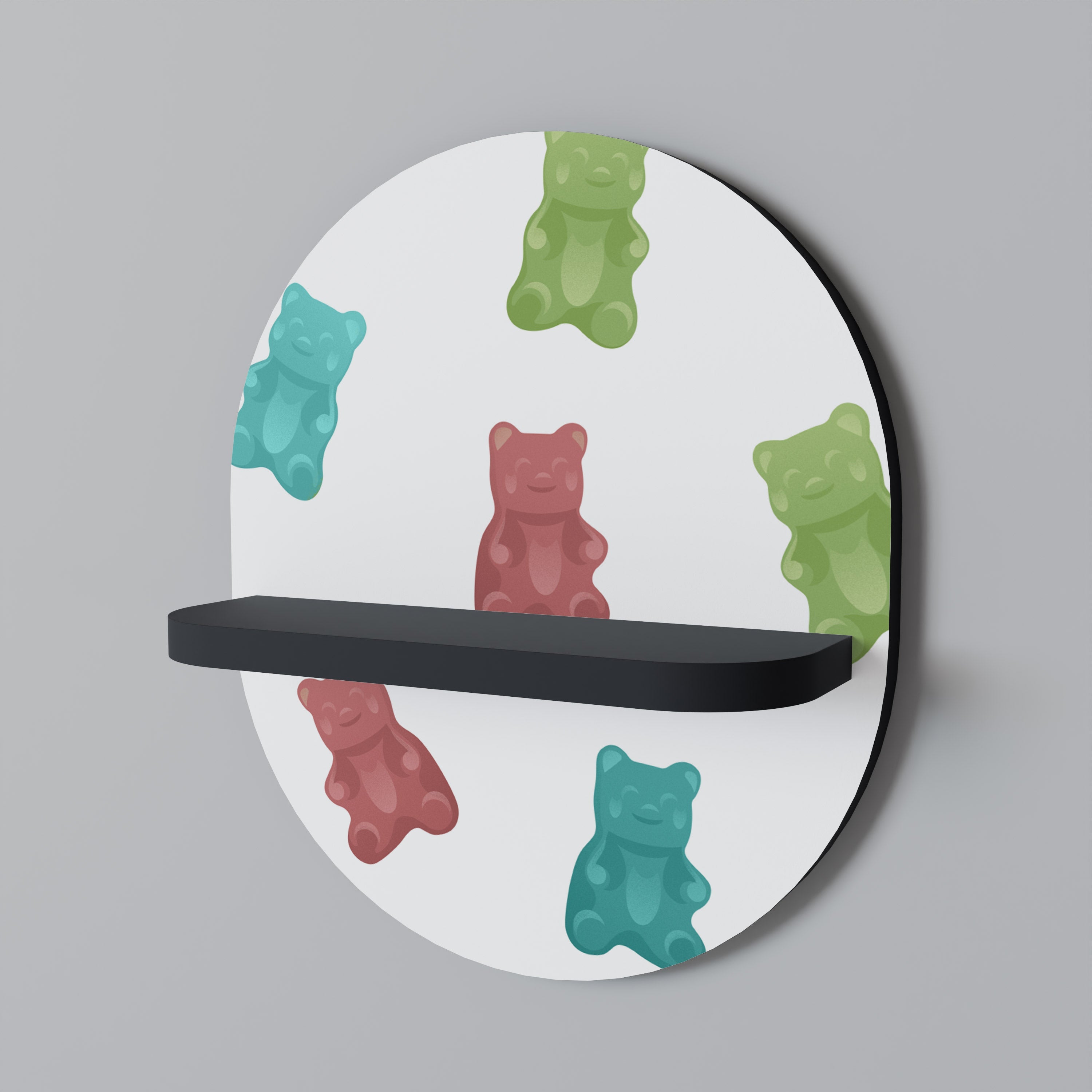 Οβάλ Ράφι Τέχνης GUMMY BEARS σε Μαύρο Φινίρισμα