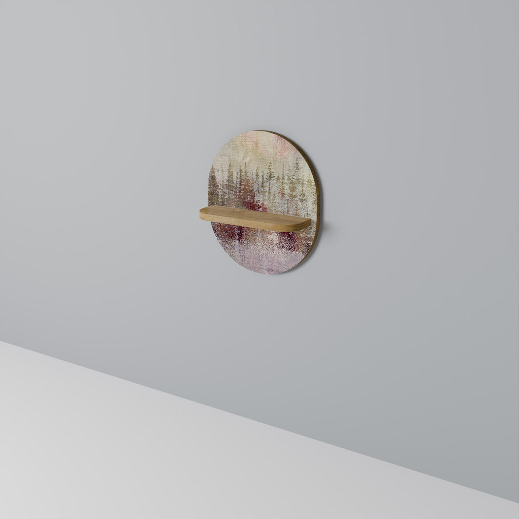 VEILED SUMMIT Oval Art Shelf In Oak Effect