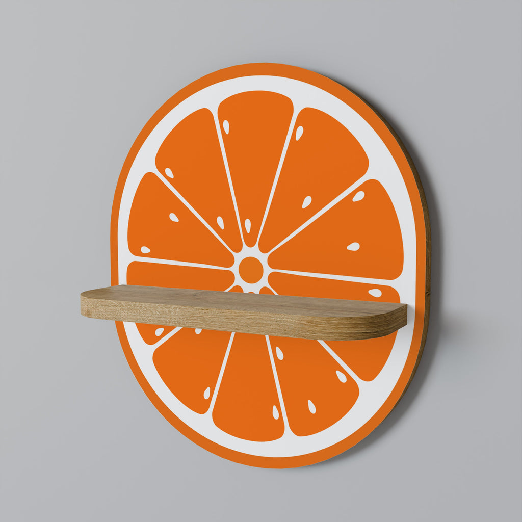 JUICY ORANGE Oval Art Shelf In Oak Effect