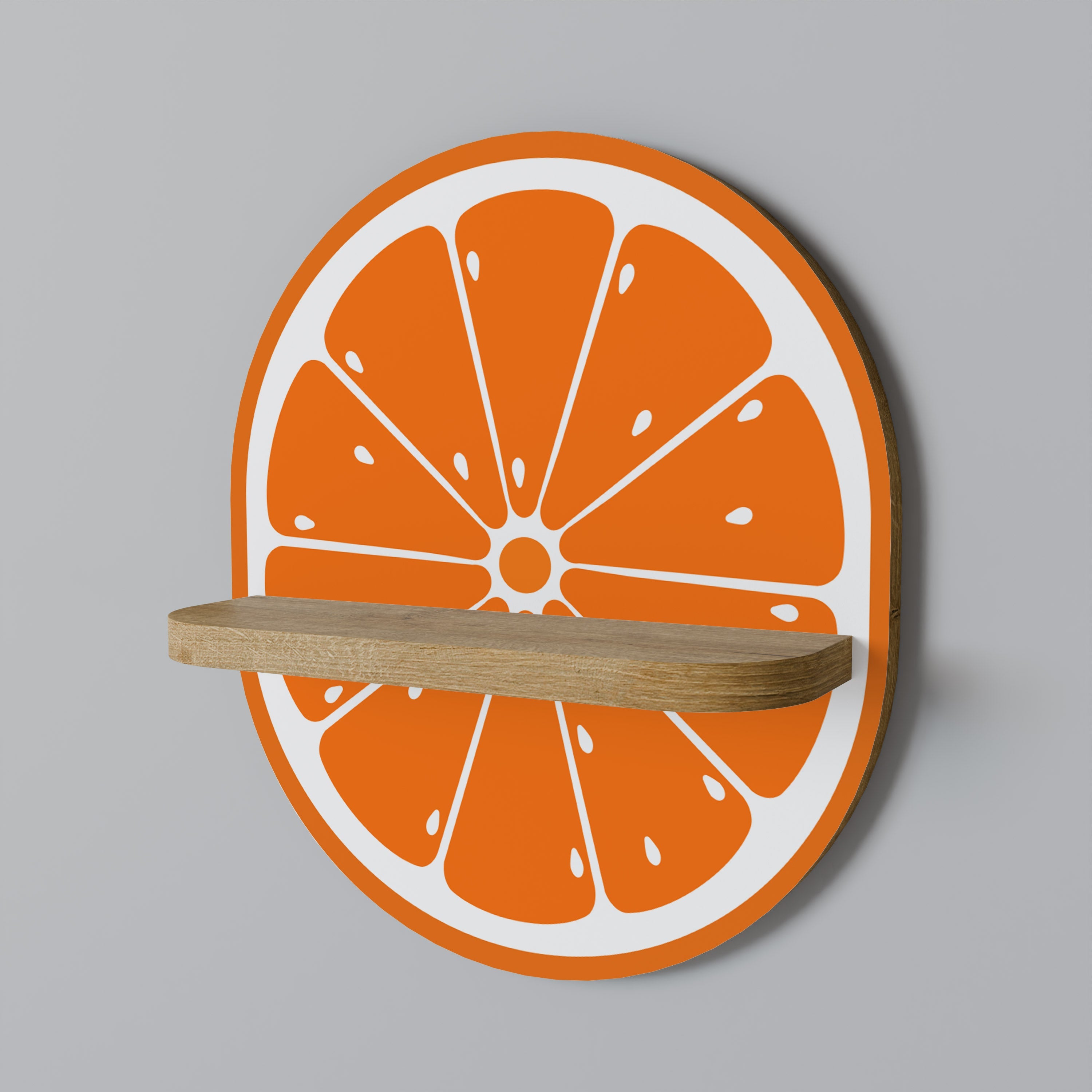 JUICY ORANGE Oval Art Shelf In Oak Effect