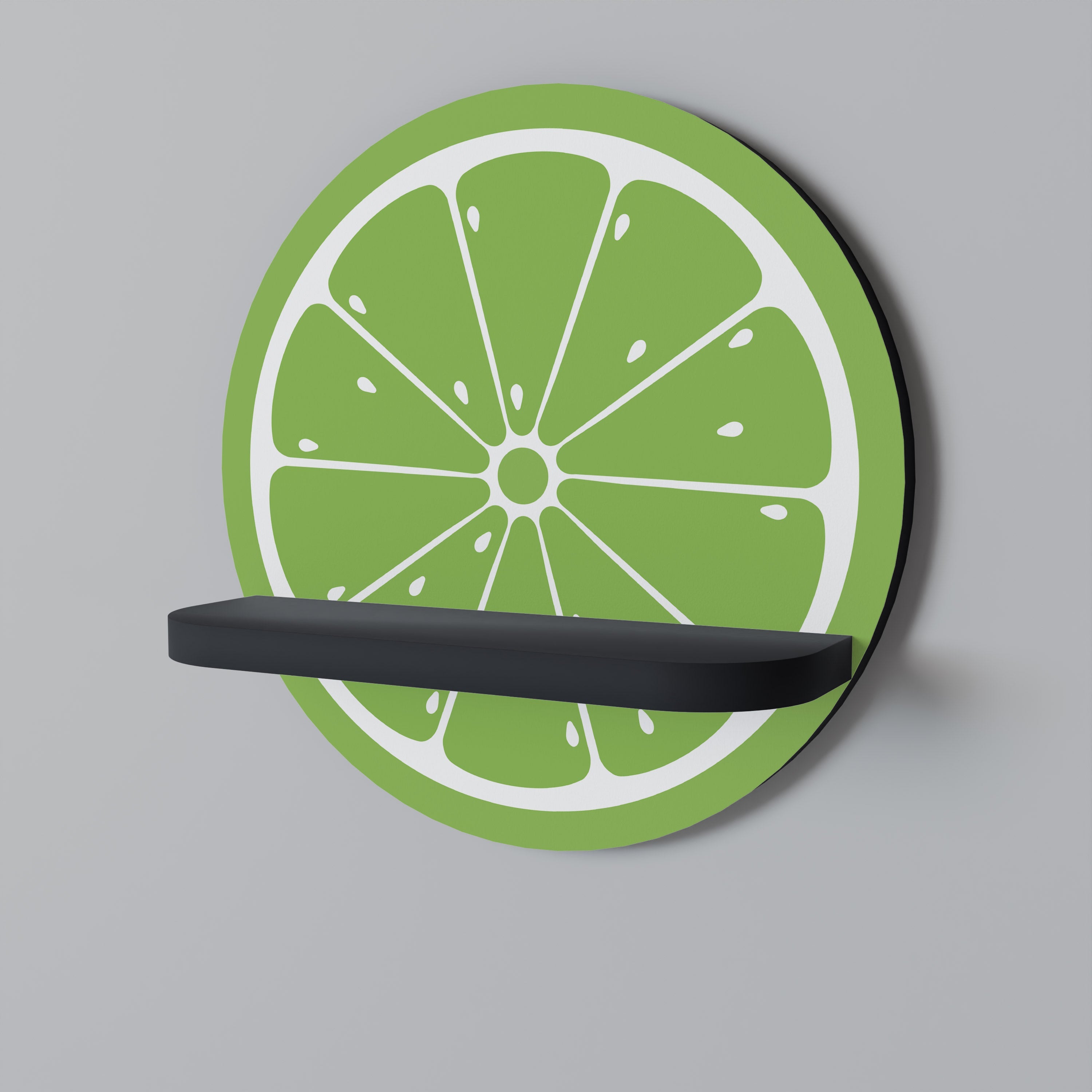 Στρογγυλό ράφι τέχνης REFERESHING LIME σε μαύρο φινίρισμα