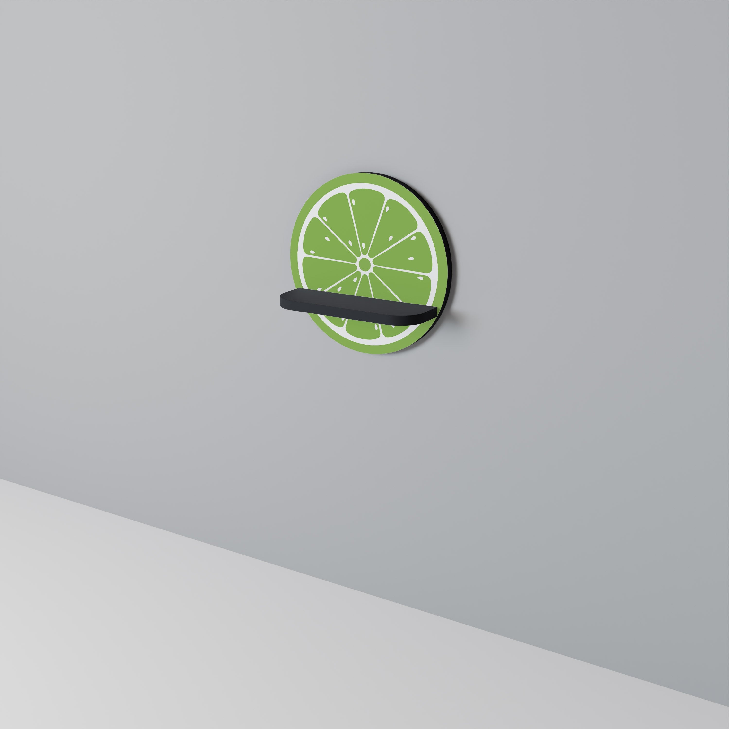 Στρογγυλό ράφι τέχνης REFERESHING LIME σε μαύρο φινίρισμα
