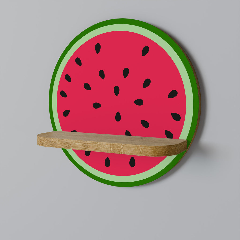MATURE WATERMELON Round Art Shelf In Oak Effect