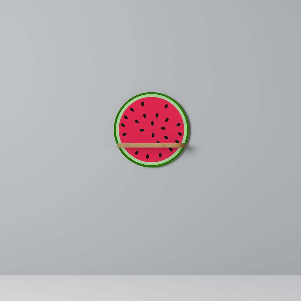 MATURE WATERMELON Round Art Shelf In Oak Effect
