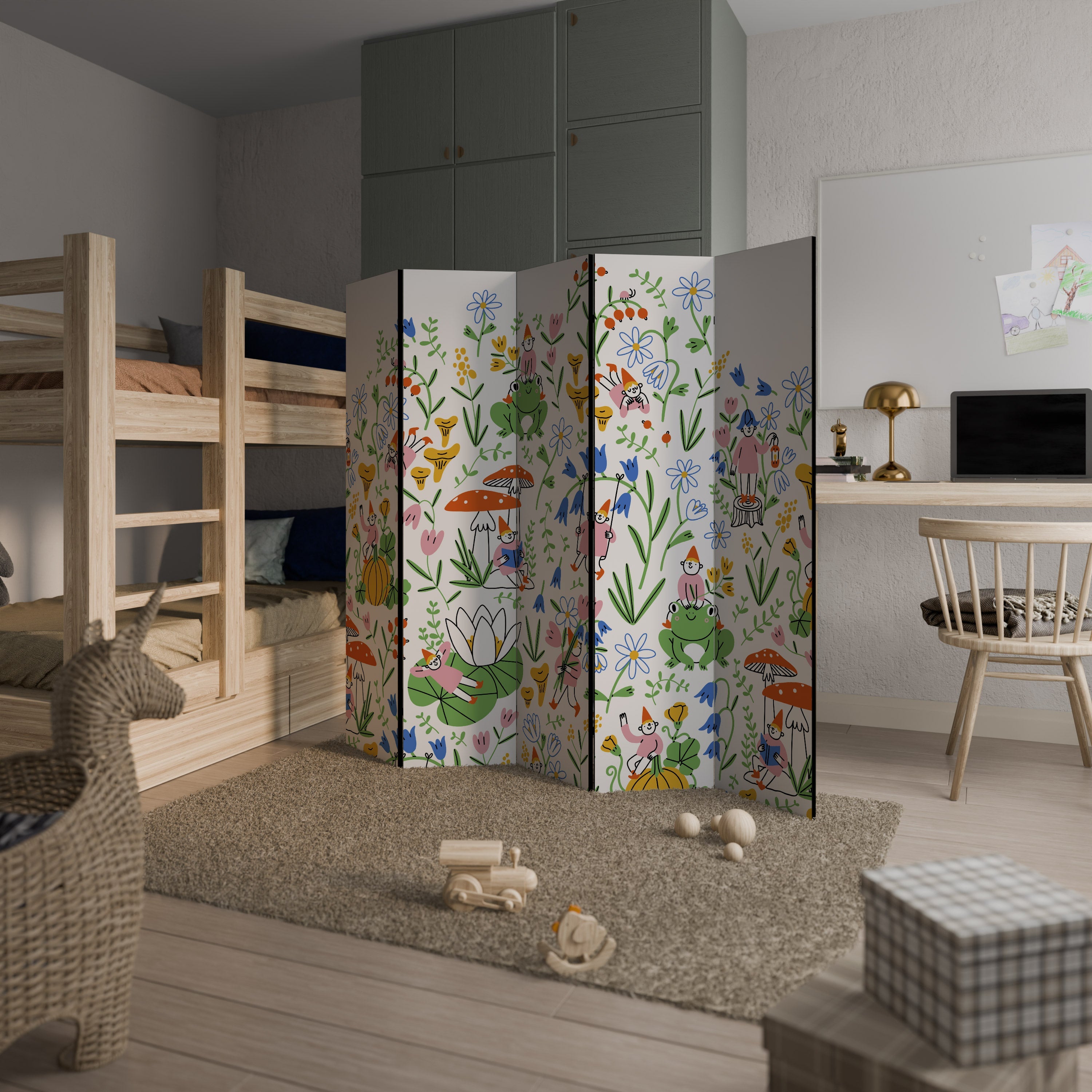 Διακοσμητικό διαχωριστικό δωματίου GARDEN GNOMES 5 πάνελ