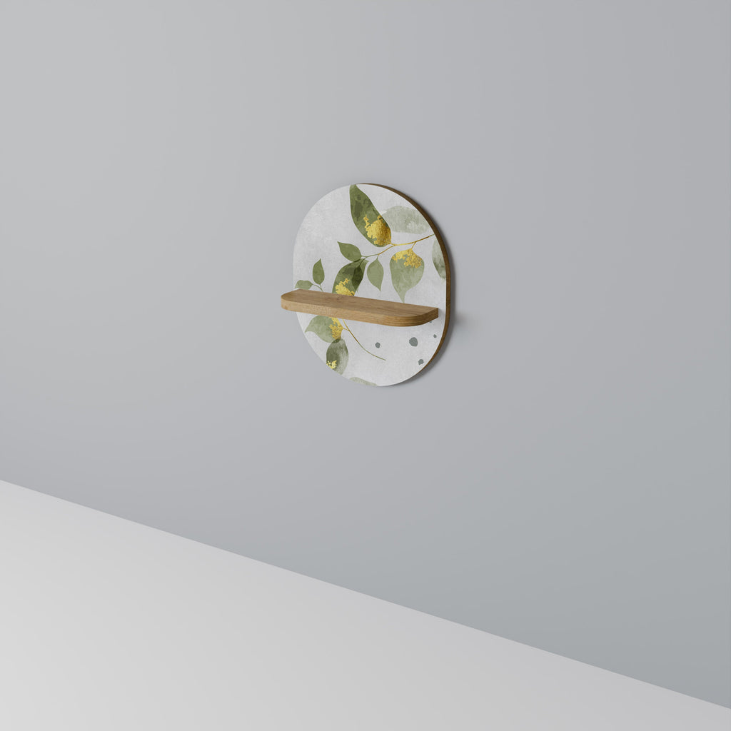 ELEGANT BOTANICS Οβάλ Ράφι Τέχνης σε Φόντο Δρυός