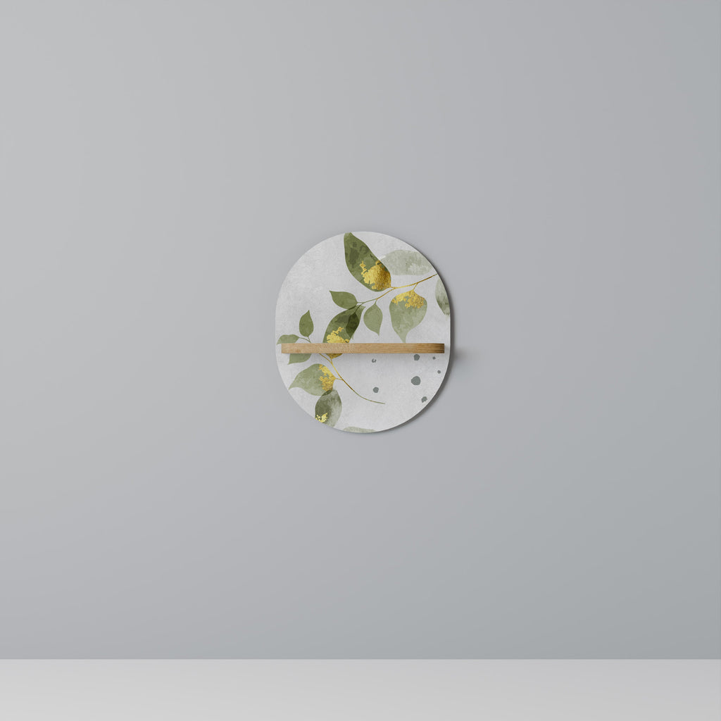 ELEGANT BOTANICS Οβάλ Ράφι Τέχνης σε Φόντο Δρυός