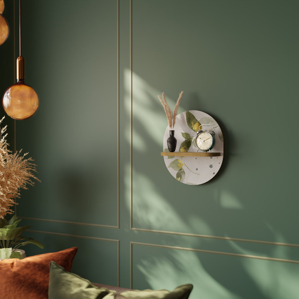 ELEGANT BOTANICS Οβάλ Ράφι Τέχνης σε Φόντο Δρυός