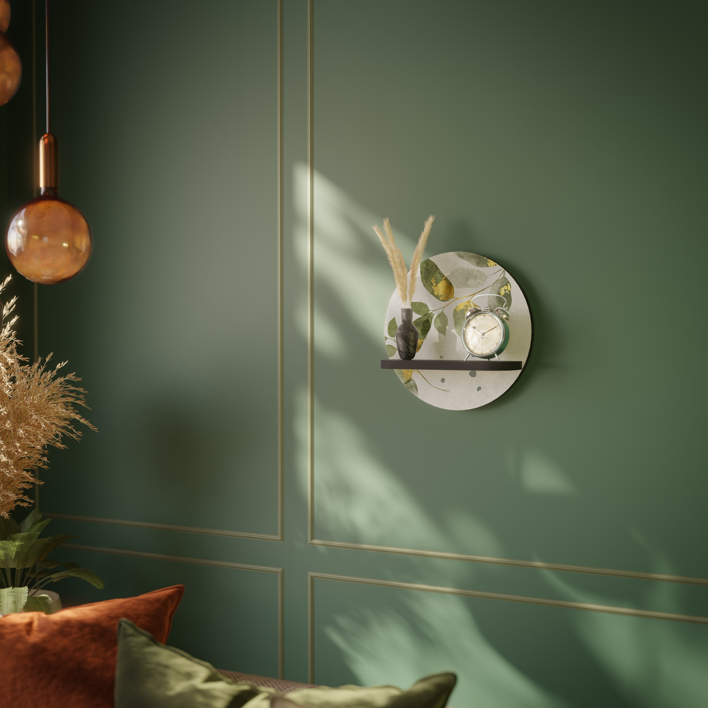 Στρογγυλό ράφι τέχνης ELEGANT BOTANICS σε μαύρο φινίρισμα