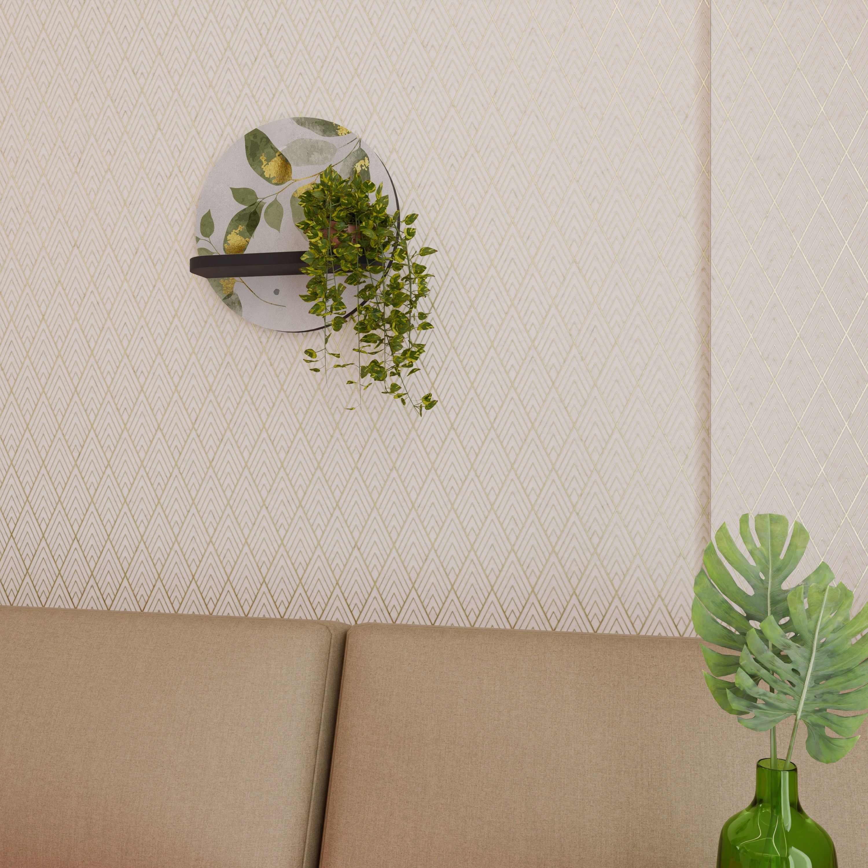 Στρογγυλό ράφι τέχνης ELEGANT BOTANICS σε μαύρο φινίρισμα