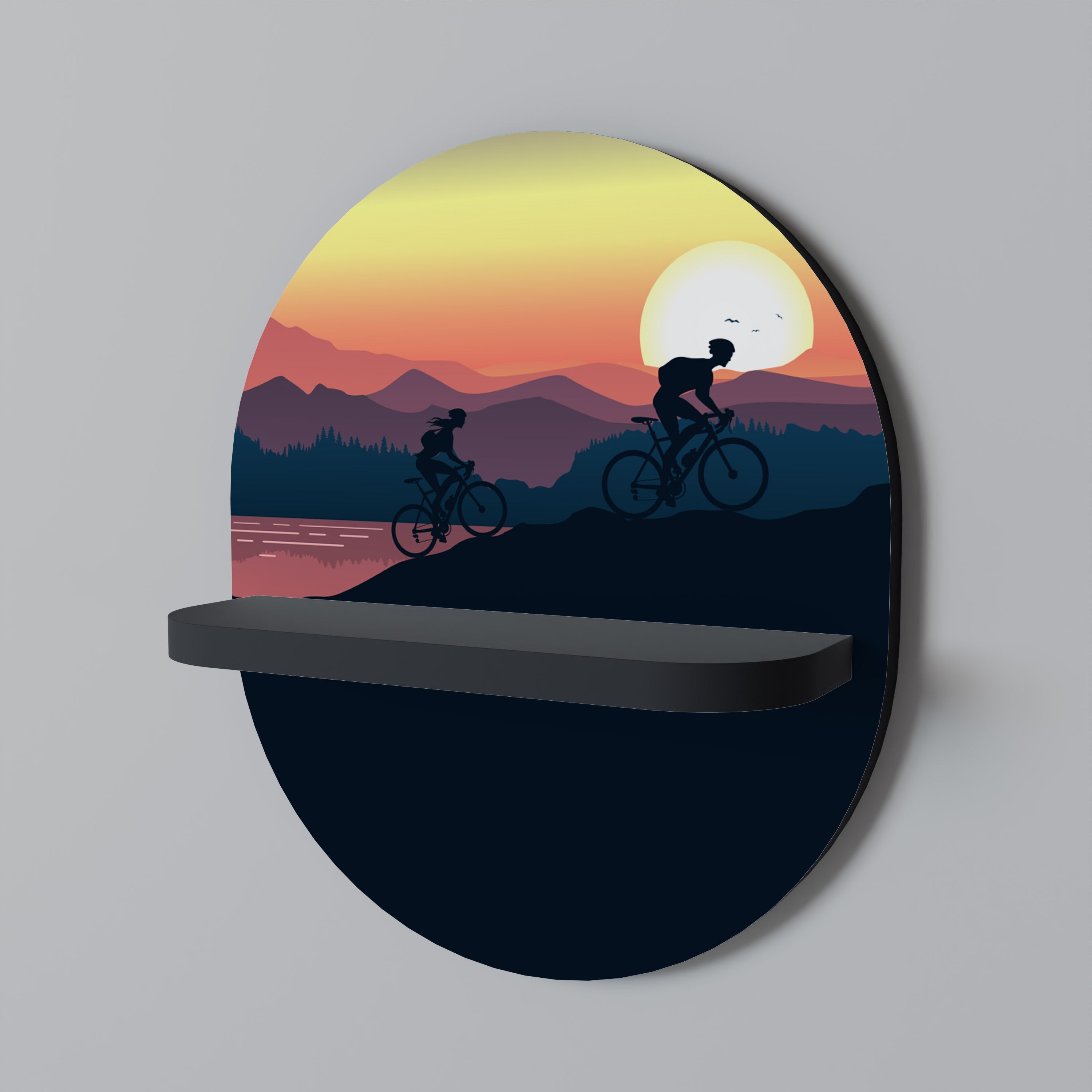 Οβάλ Ράφι Τέχνης CYCLING HORIZON σε Μαύρο Φινίρισμα