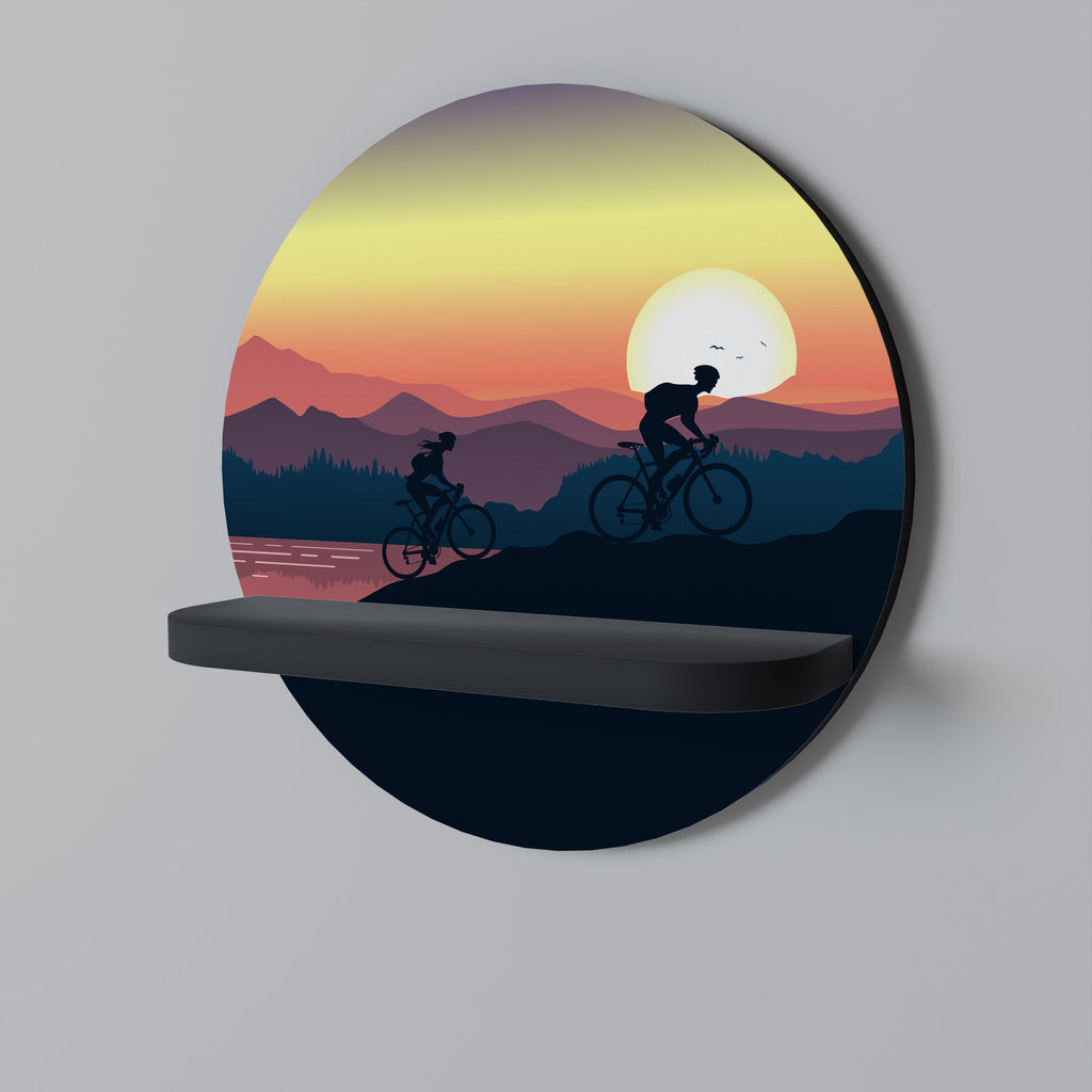 Στρογγυλό ράφι τέχνης CYCLING HORIZON σε μαύρο φινίρισμα