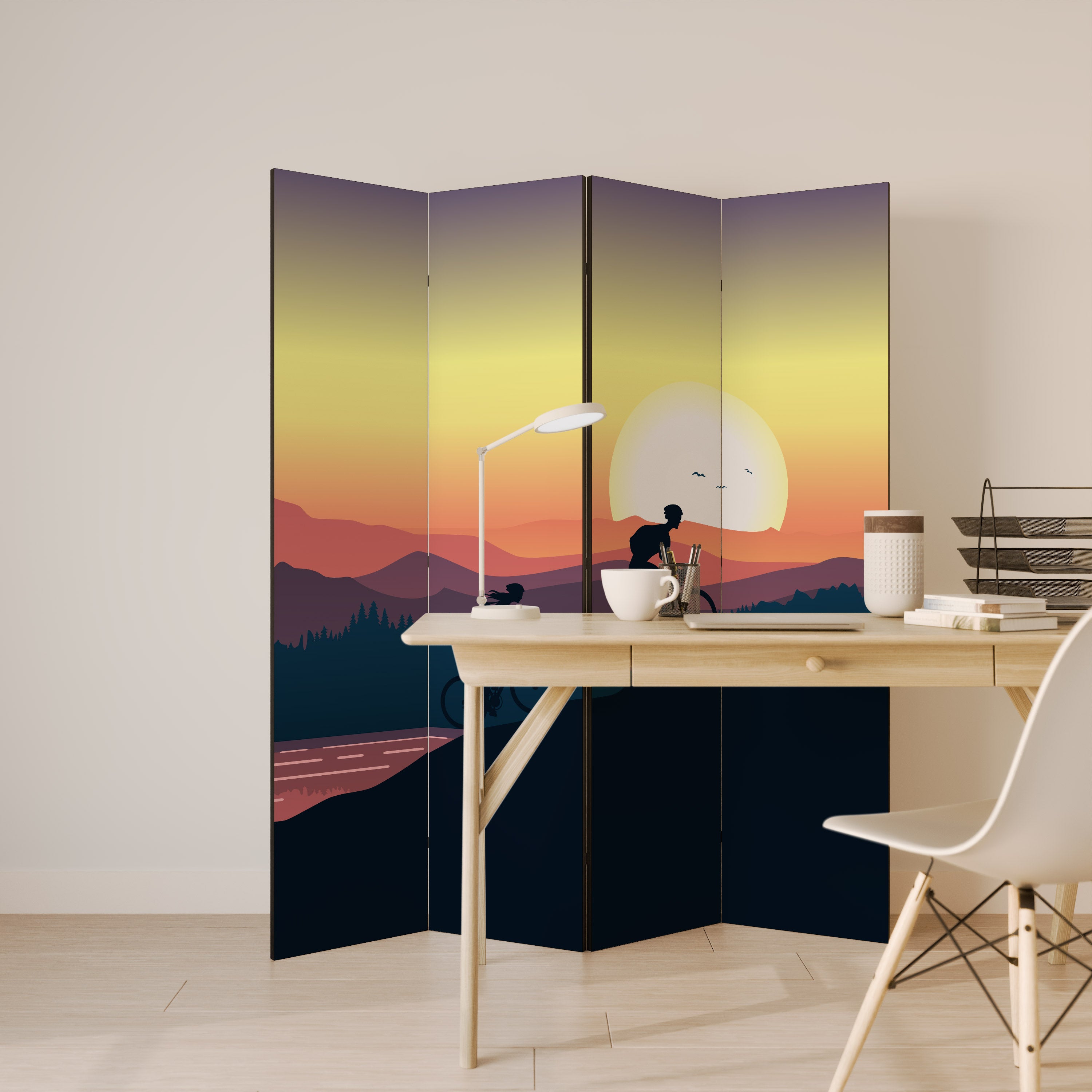CYCLING HORIZON 4-Panel Room Divider
