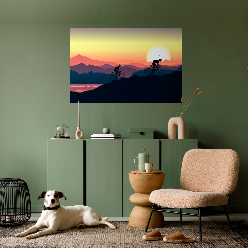 CYCLING HORIZON Peel and Stick Horizontal Poster
