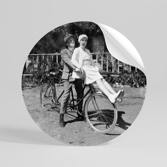 RIDING THROUGH TIME Peel and Stick Round Sticker