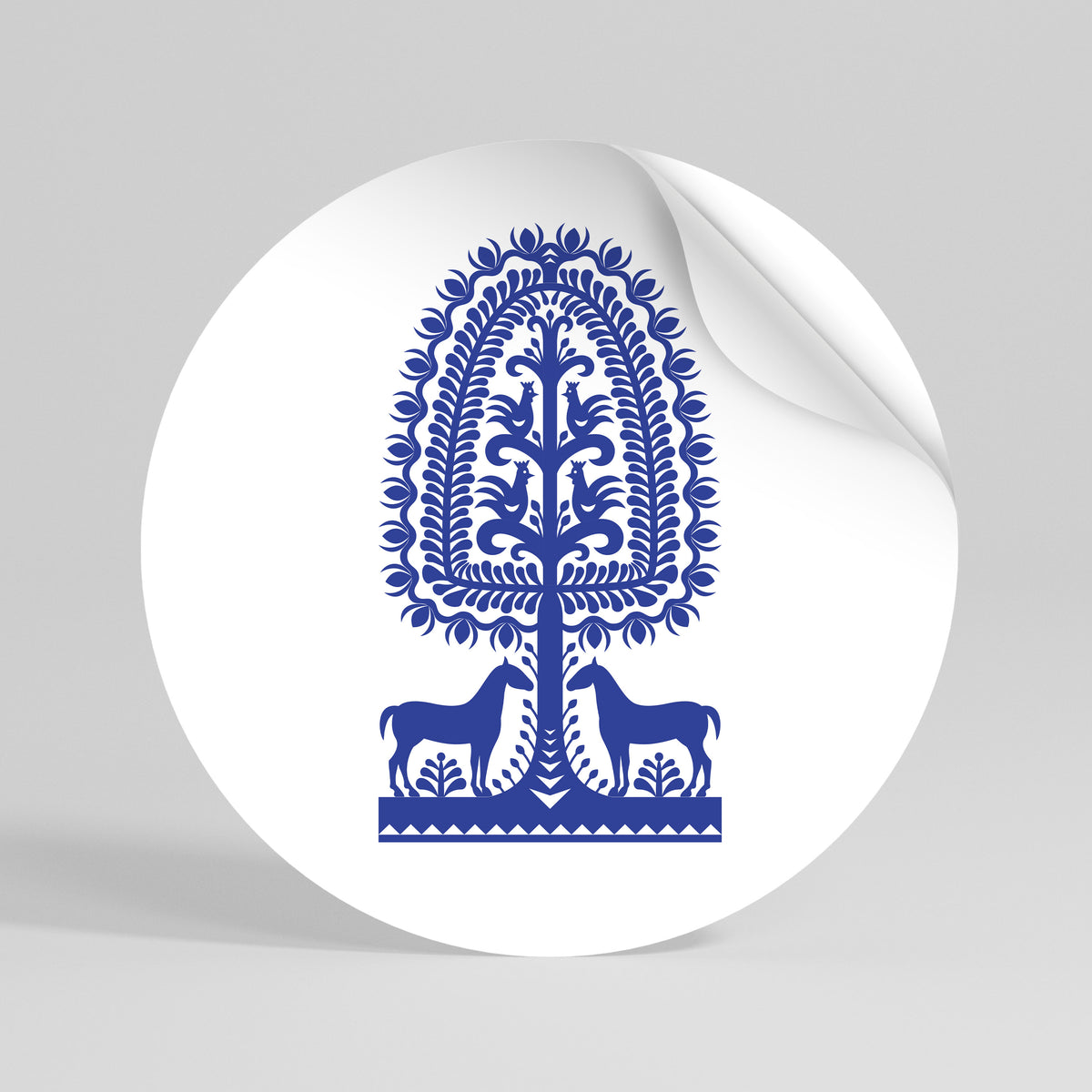 POLISH FOLK ART Peel and Stick Round Sticker