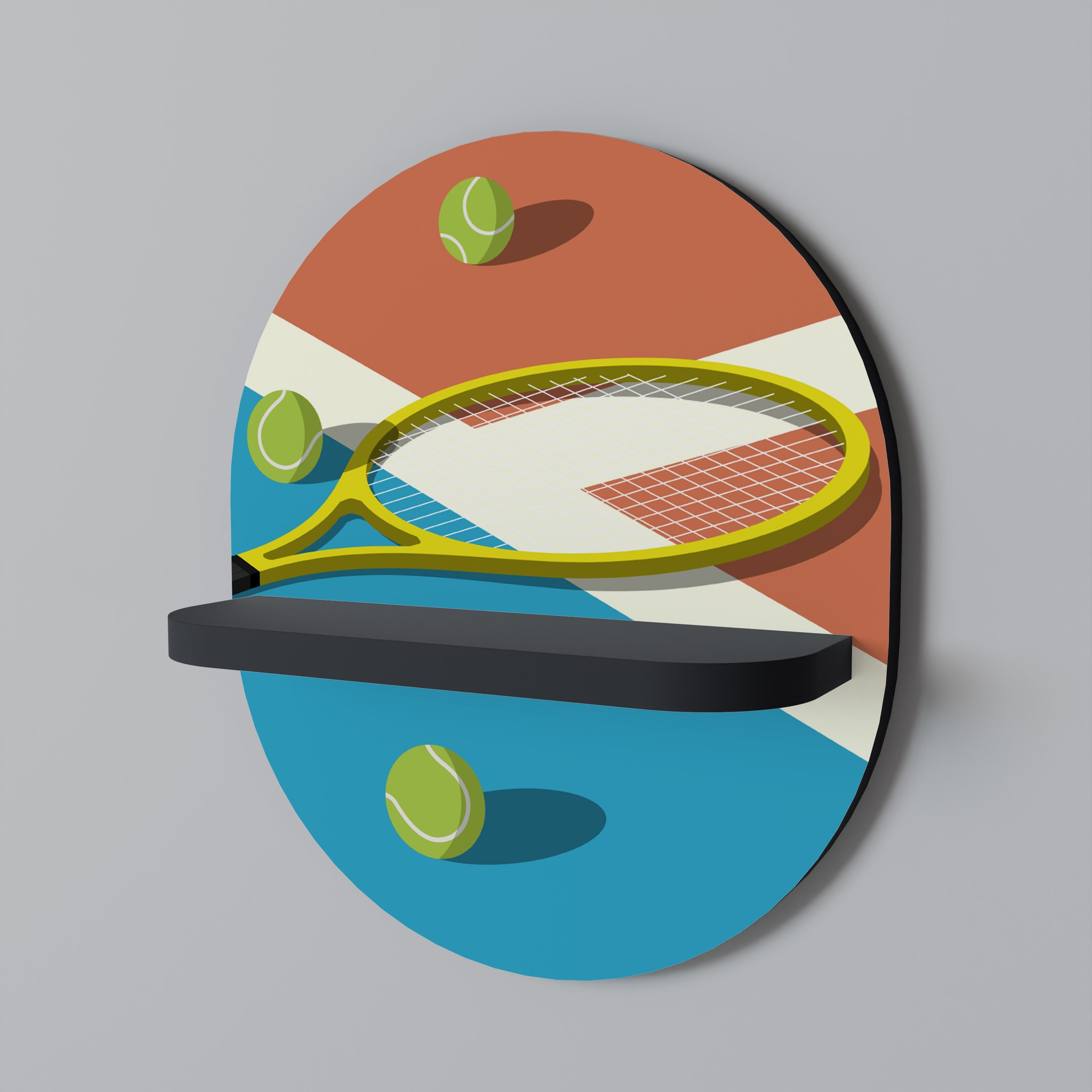 Οβάλ Ράφι Τέχνης TENNIS ESSENTIALS σε Μαύρο Φινίρισμα
