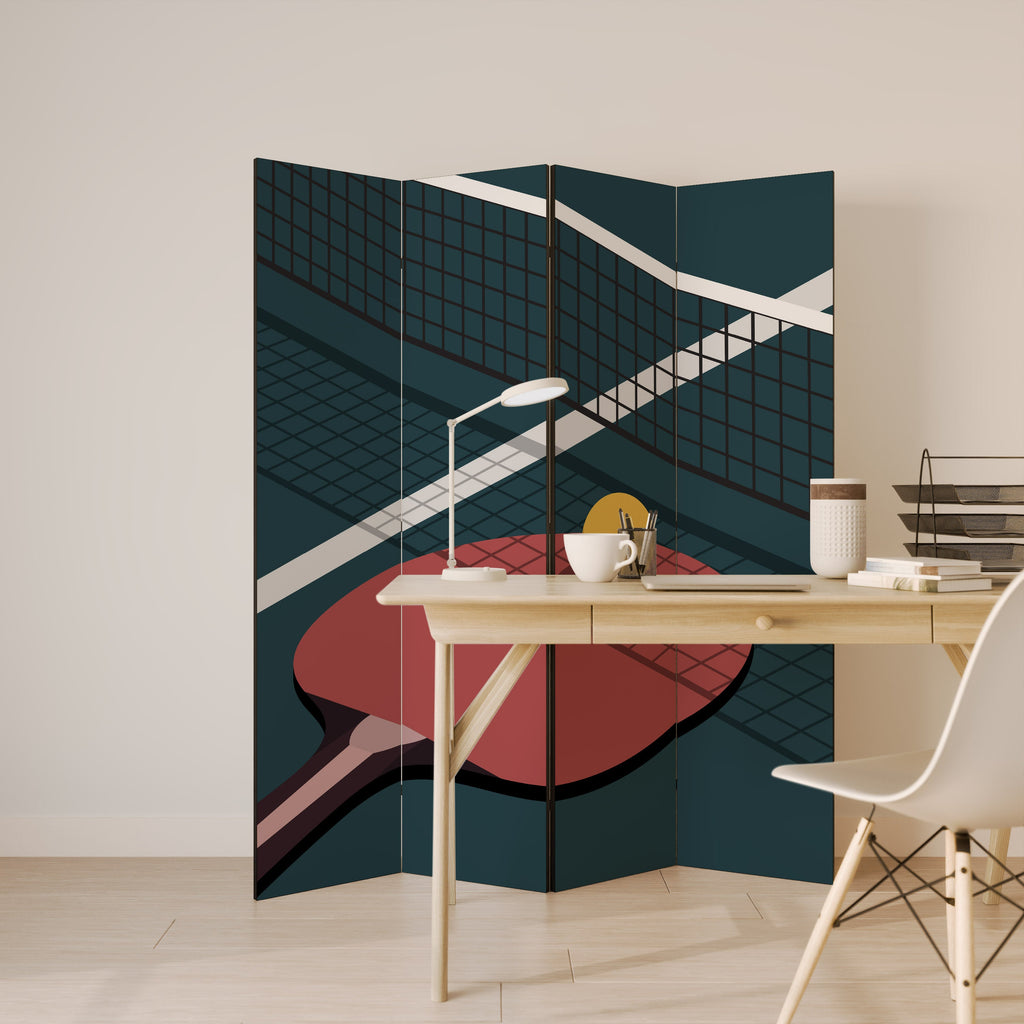 PING- PONG GAME Decorative 4-Panel Room Divider