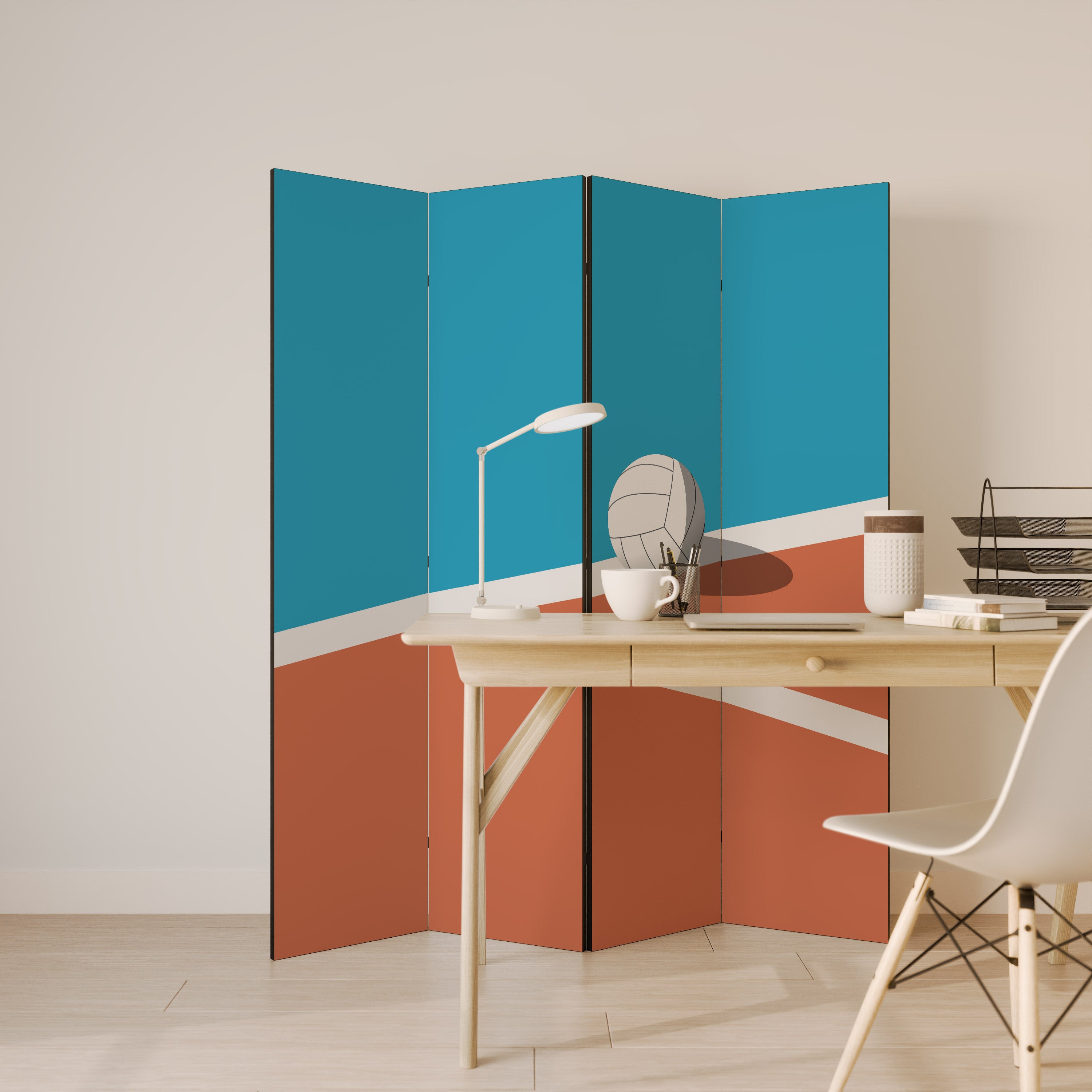 VOLLEYBALL TIME 4-Panel Room Divider