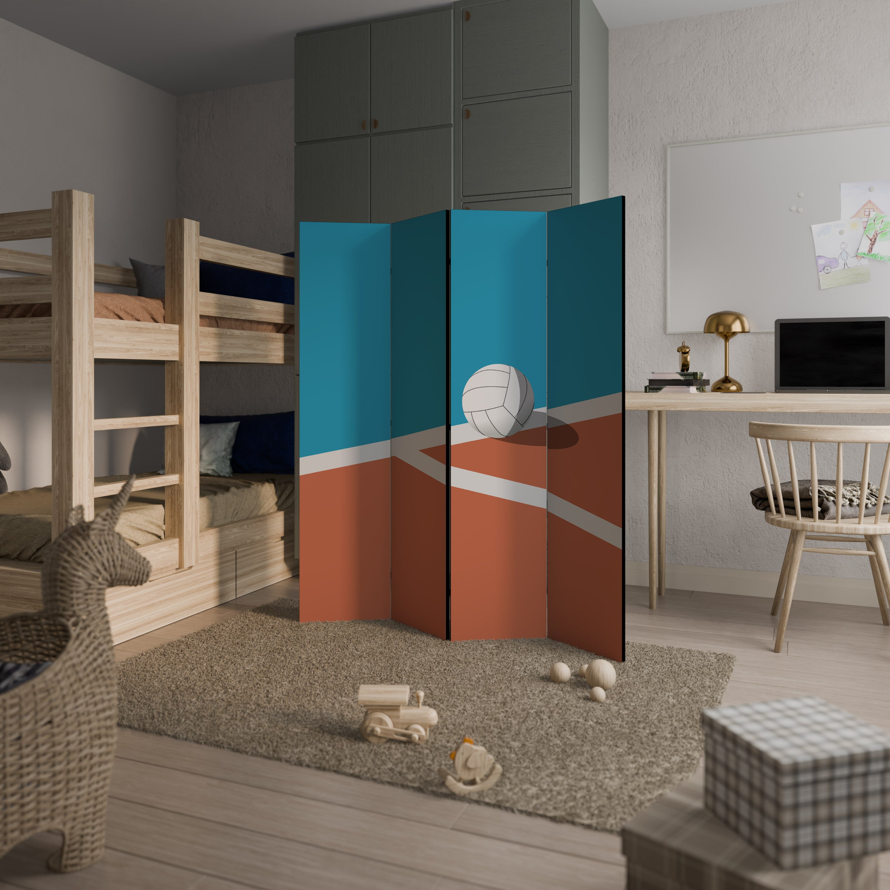 VOLLEYBALL TIME 4-Panel Room Divider