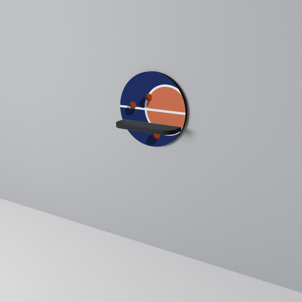 Στρογγυλό ράφι τέχνης BASKETBALL CHALLENGE σε μαύρο φινίρισμα