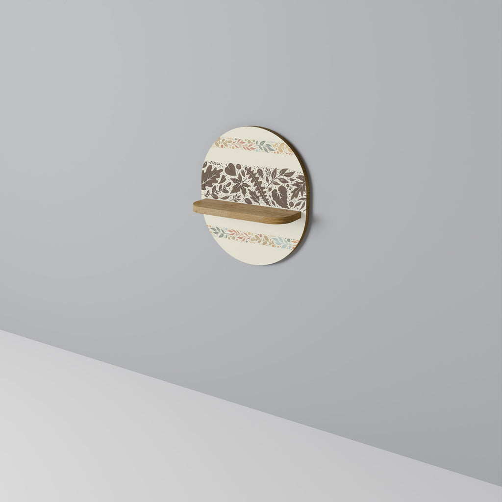 FOLIAGE ROWS Oval Art Shelf In Oak Effect