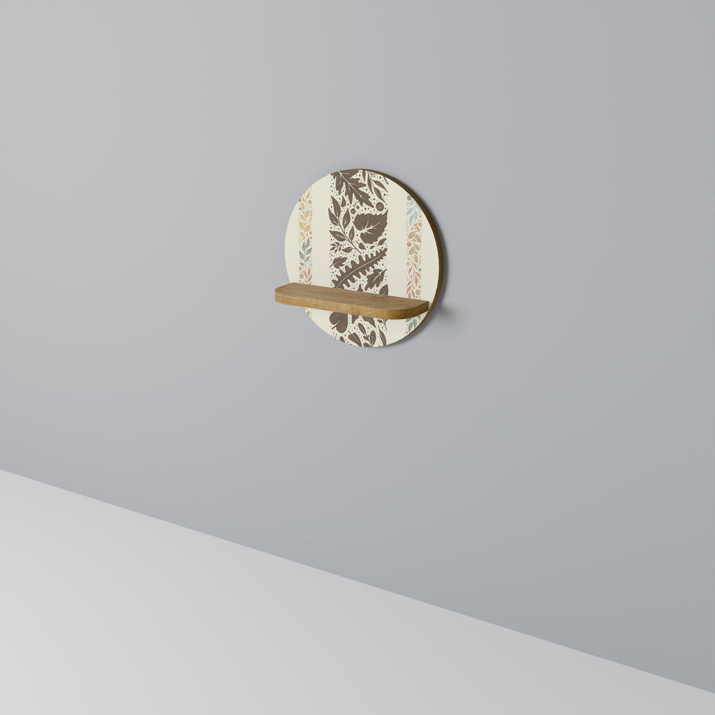 FOLIAGE TALES Round Art Shelf In Oak Effect