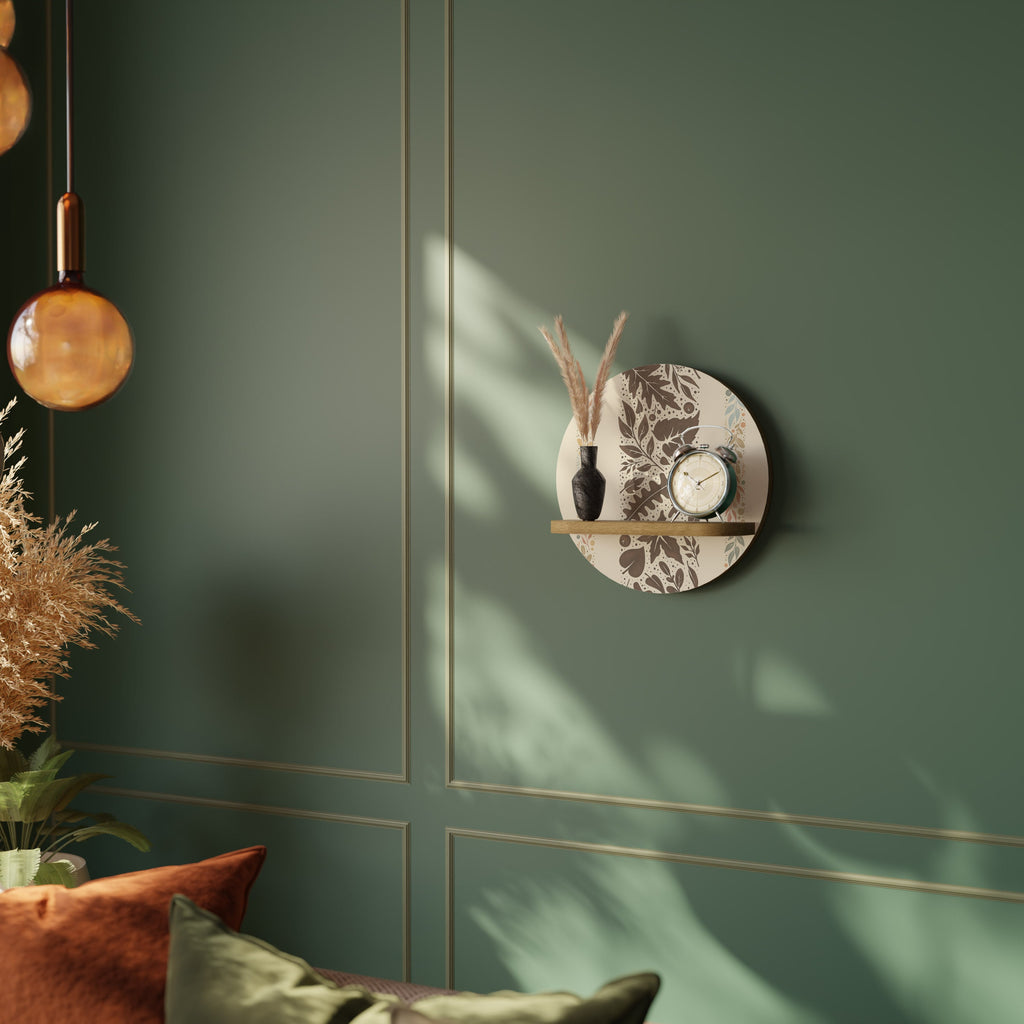FOLIAGE TALES Round Art Shelf In Oak Effect