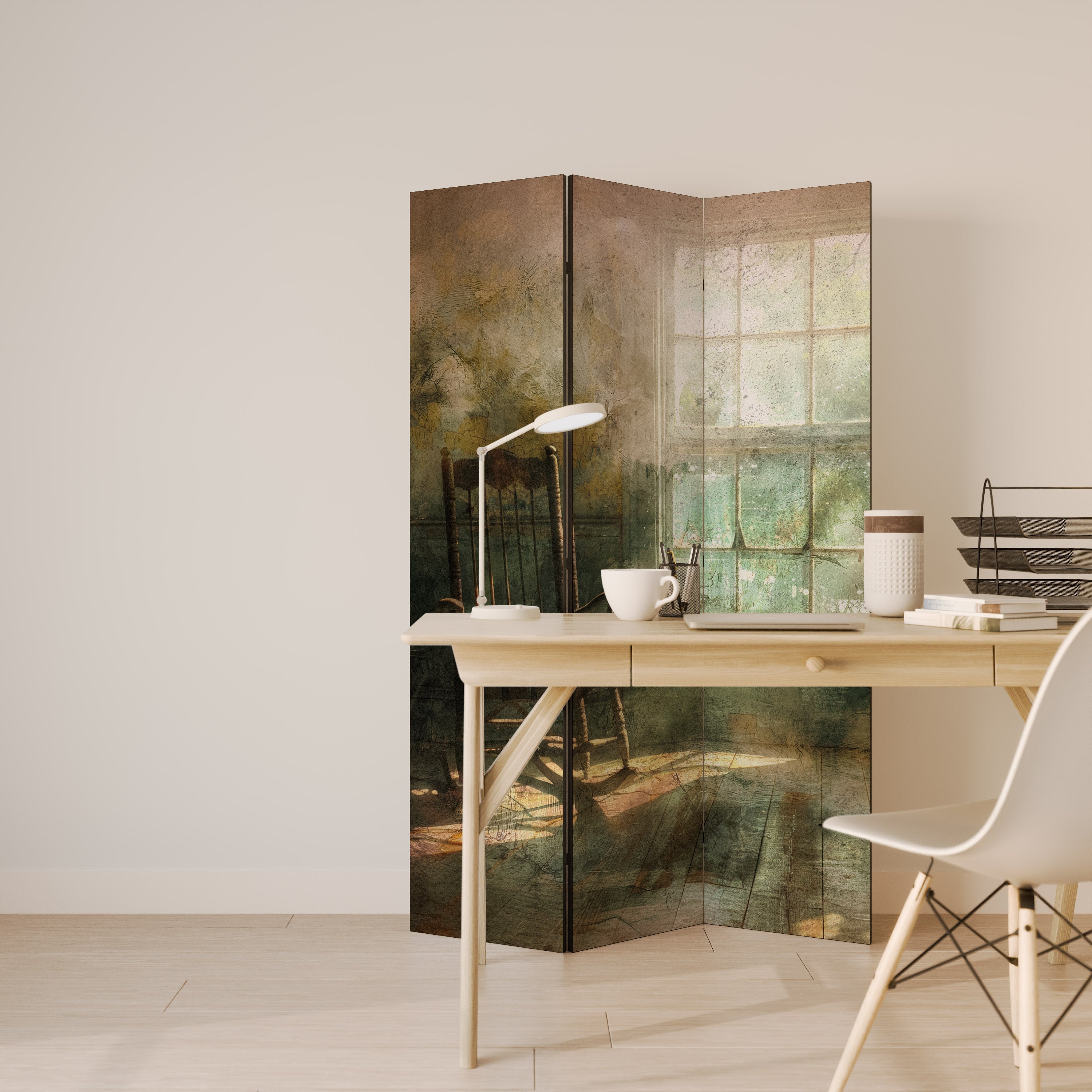 SUNLIT STILLNESS 3-Panel Room Divider