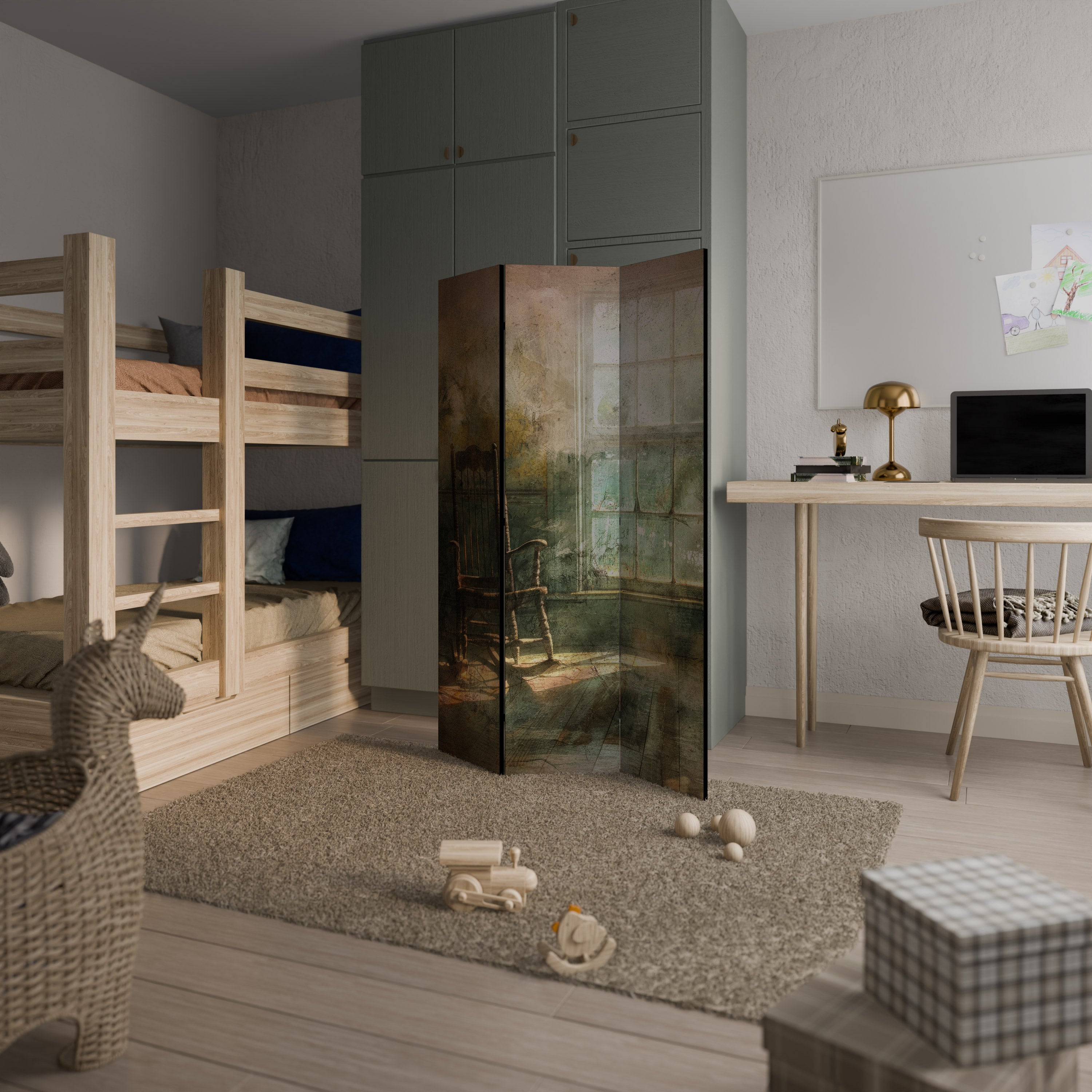 SUNLIT STILLNESS 3-Panel Room Divider