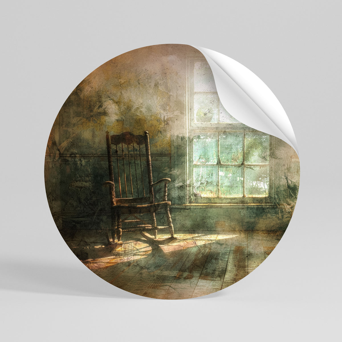 SUNLIT STILLNESS Αυτοκόλλητη Αφίσα στρογγυλή