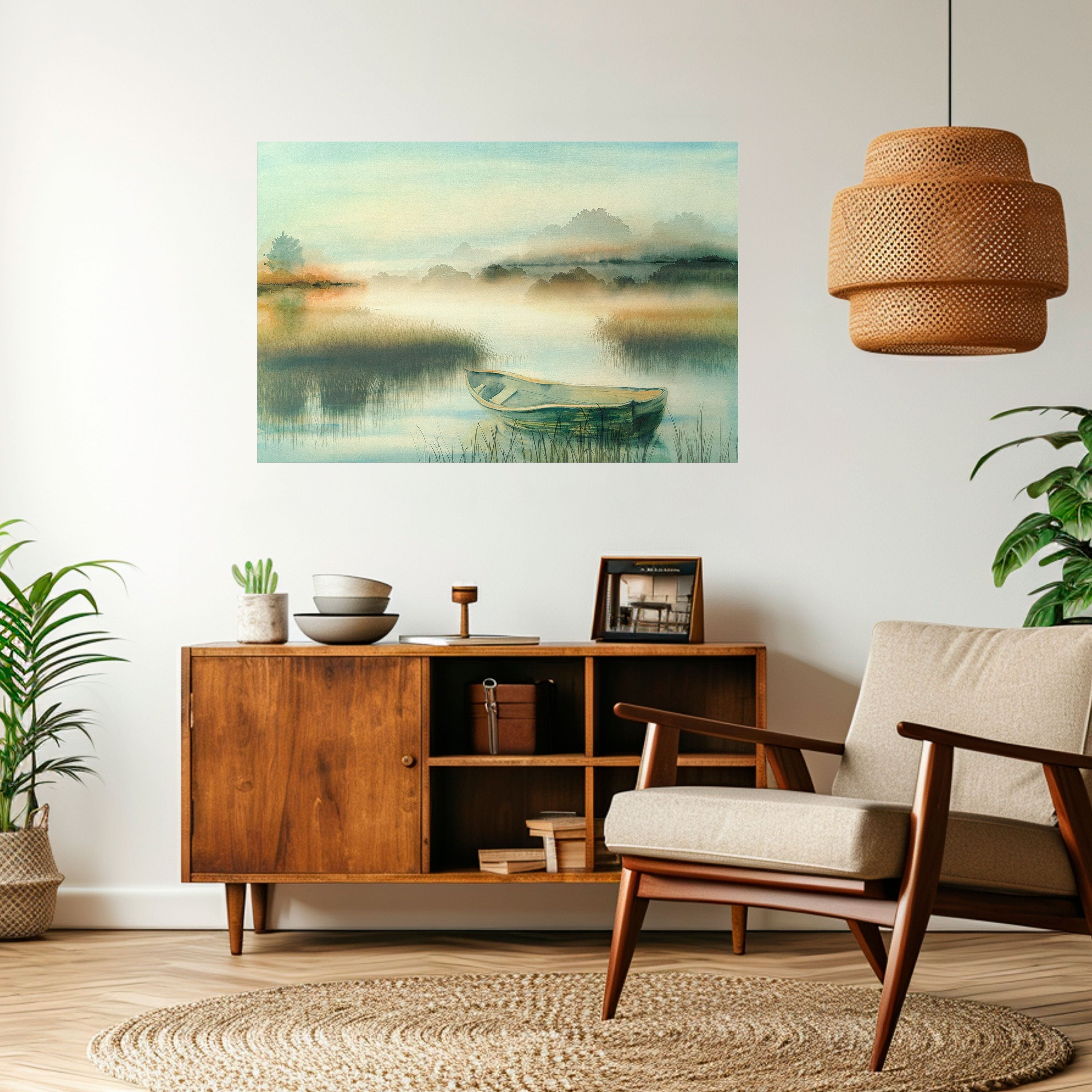 MORNING BY THE LAKE Peel and Stick Horizontal Poster