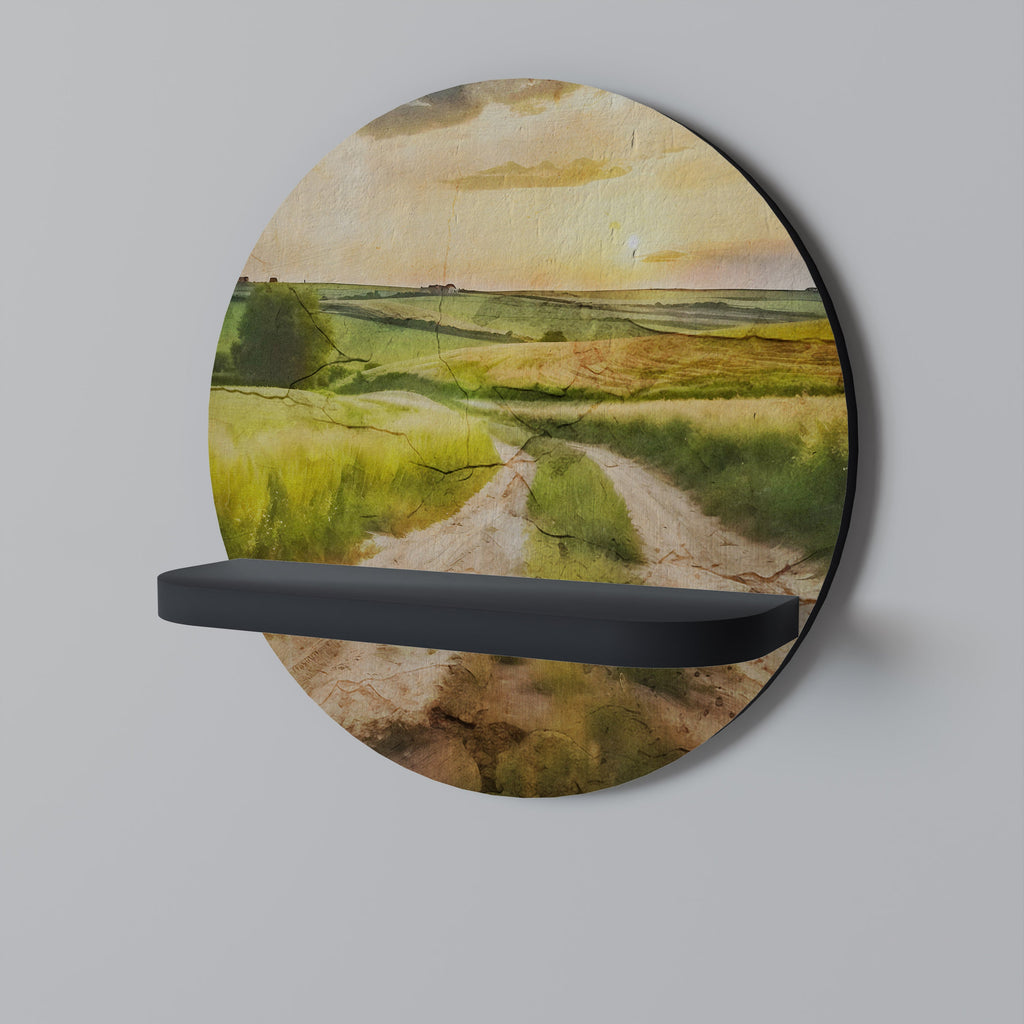 Στρογγυλό ράφι τέχνης SUNSET PATH σε μαύρο φινίρισμα
