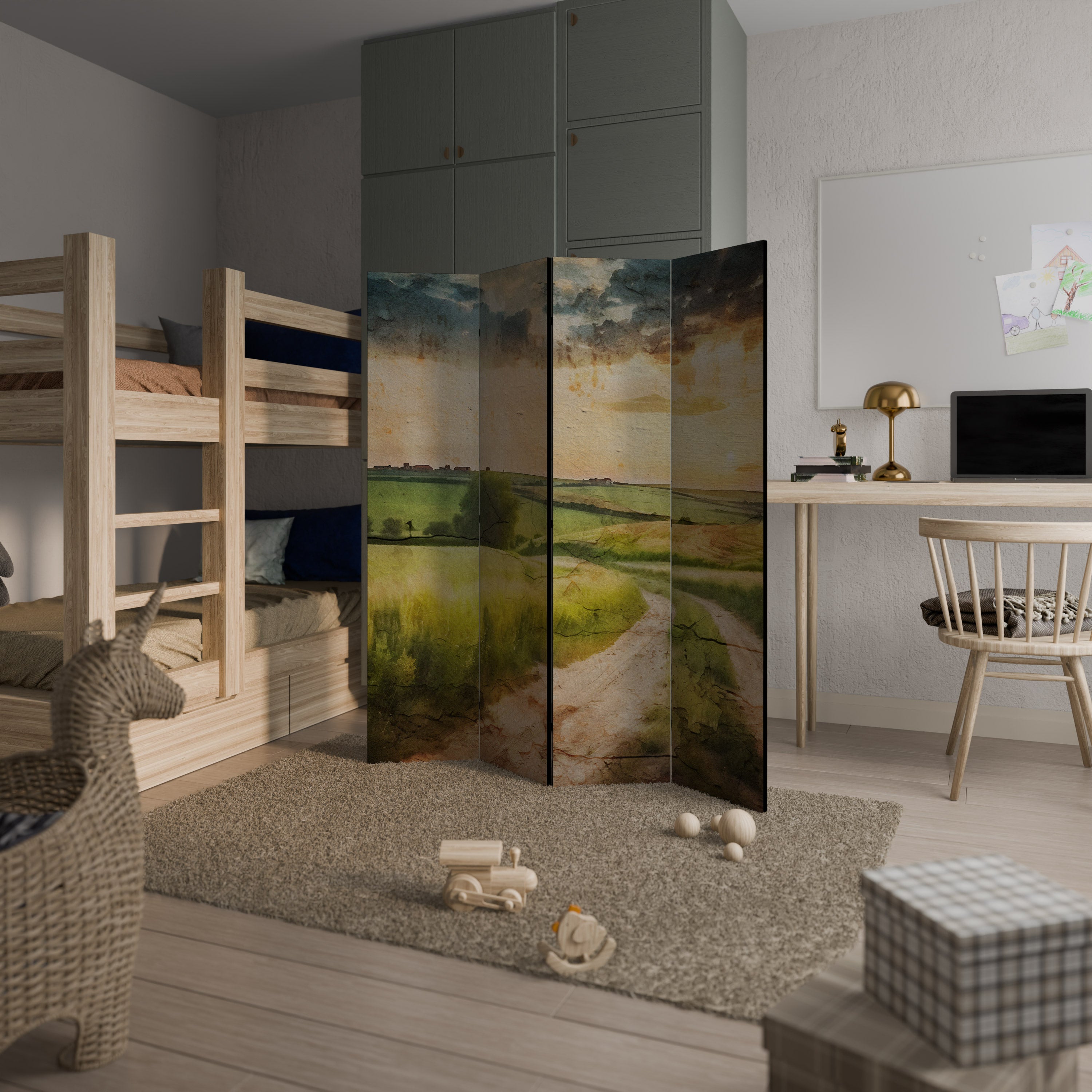 SUNSET PATH 4-Panel Room Divider