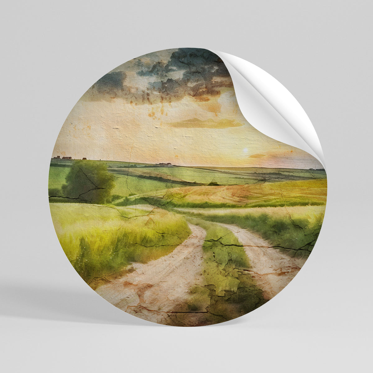 SUNSET PATH Αυτοκόλλητη Αφίσα στρογγυλή