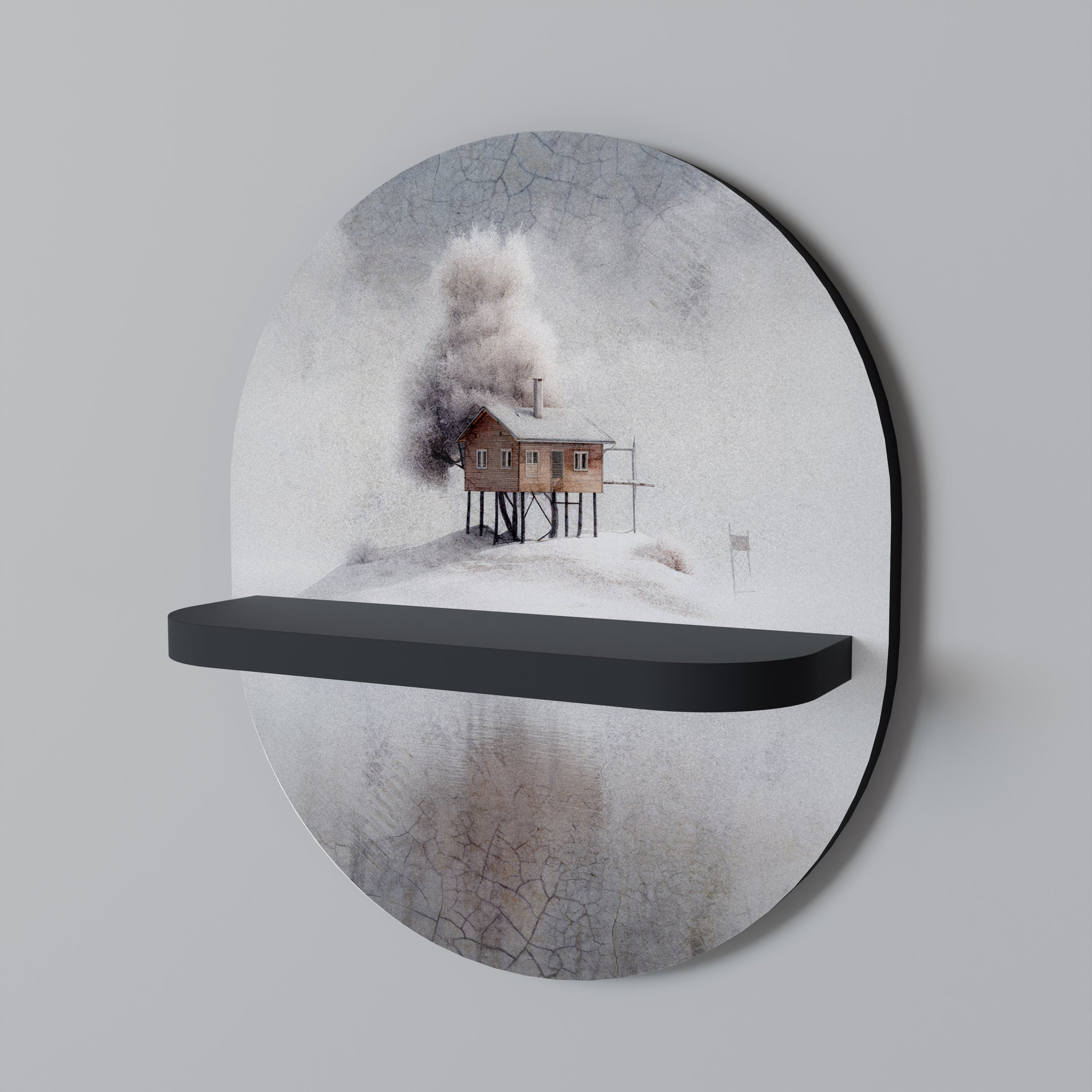 Οβάλ Ράφι Τέχνης SILENT CABIN σε Μαύρο Φινίρισμα