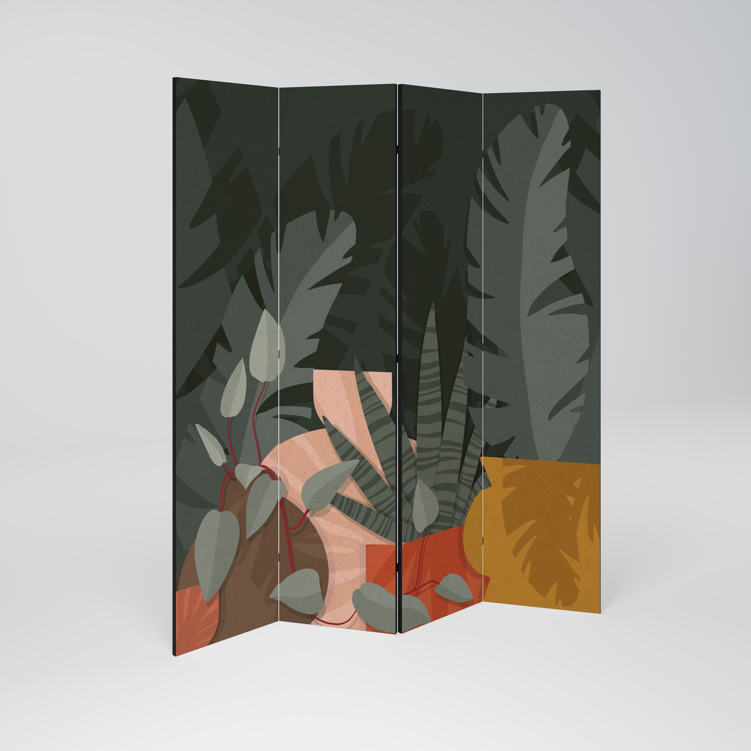 TROPICAL COMPOSITION 4-Panel Room Divider