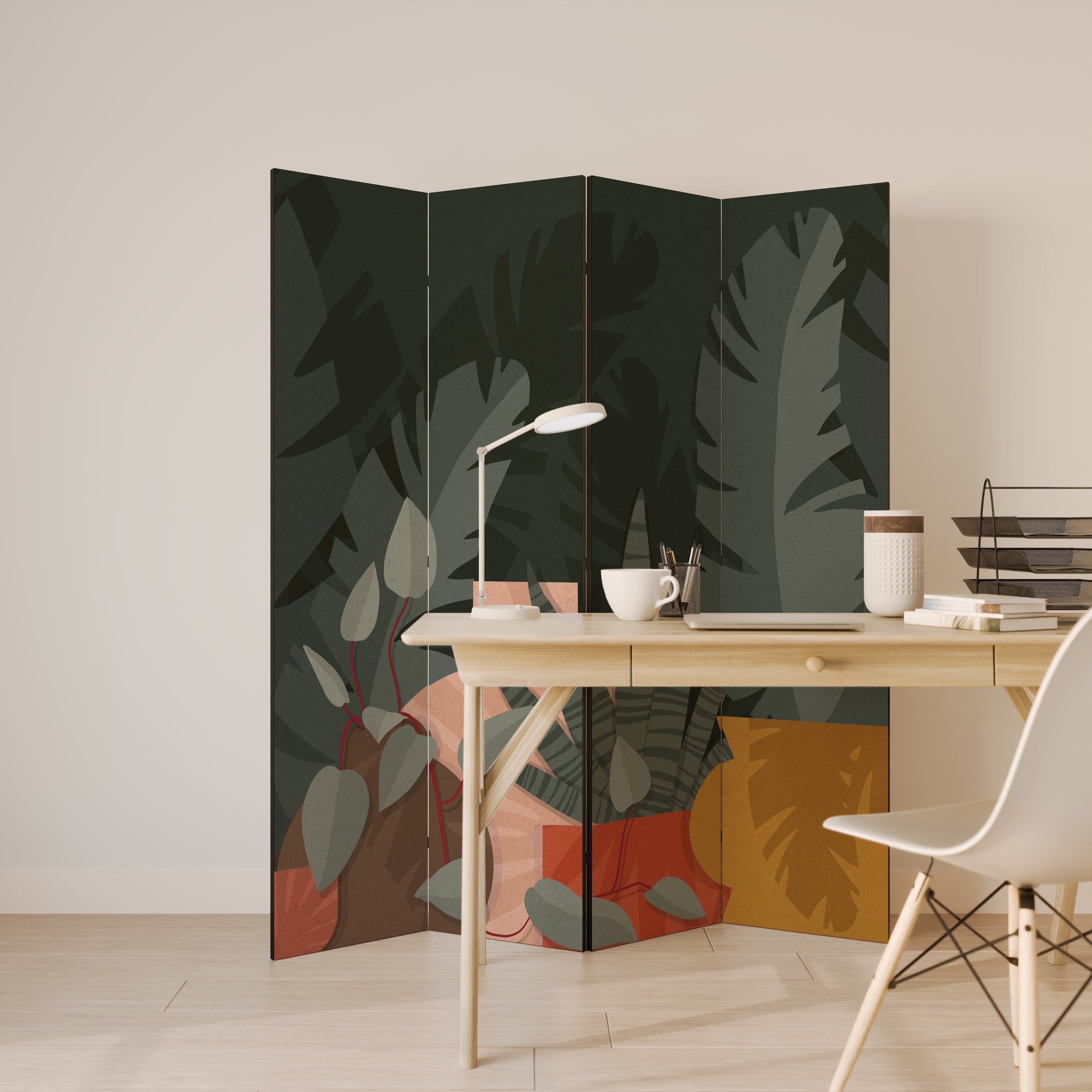TROPICAL COMPOSITION 4-Panel Room Divider
