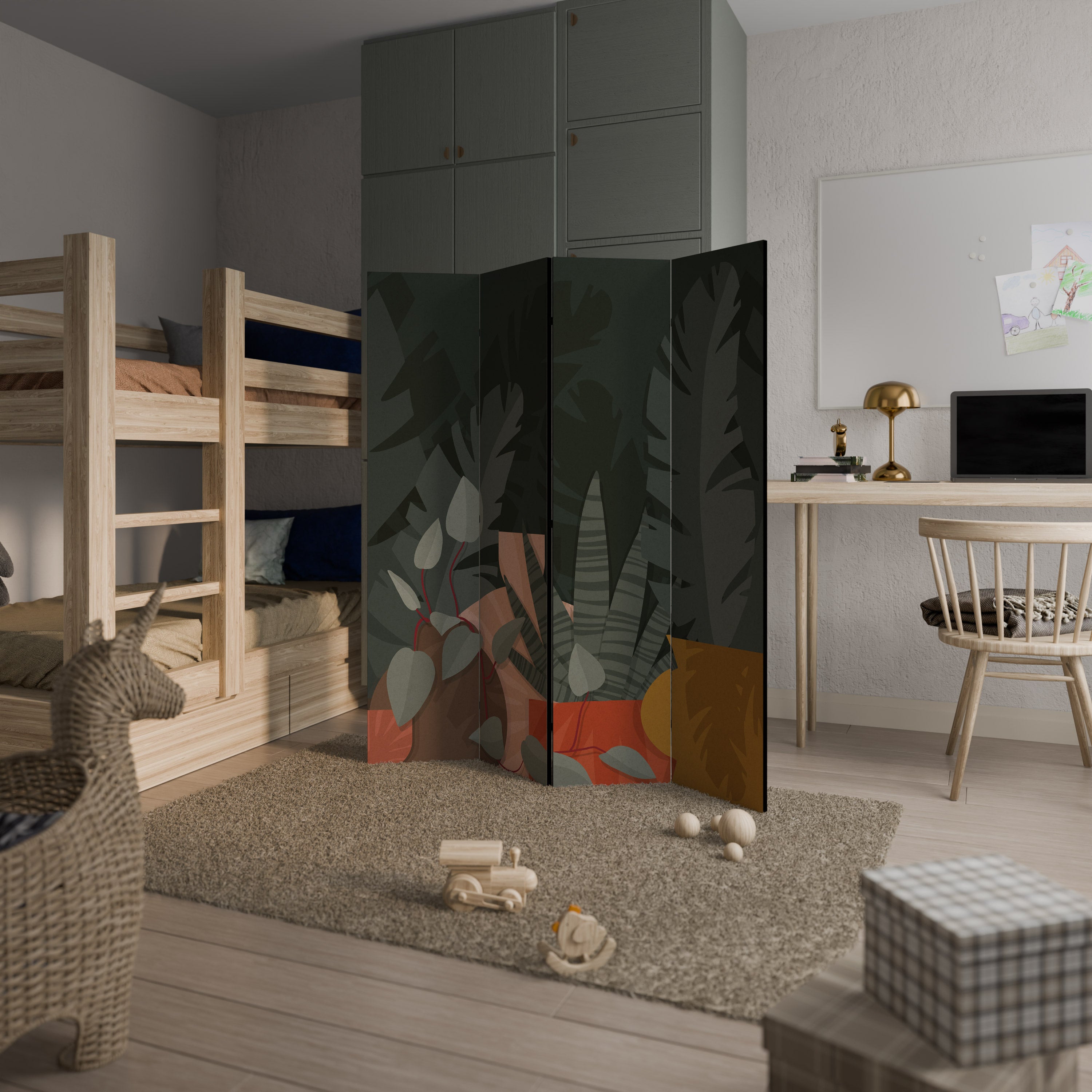 TROPICAL COMPOSITION 4-Panel Room Divider