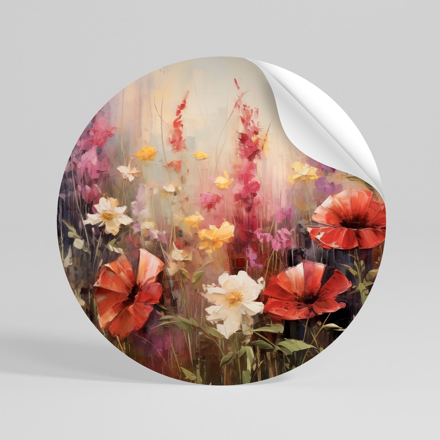 VIBRANT BLOOM SYMPHONY Αυτοκόλλητη Αφίσα στρογγυλή